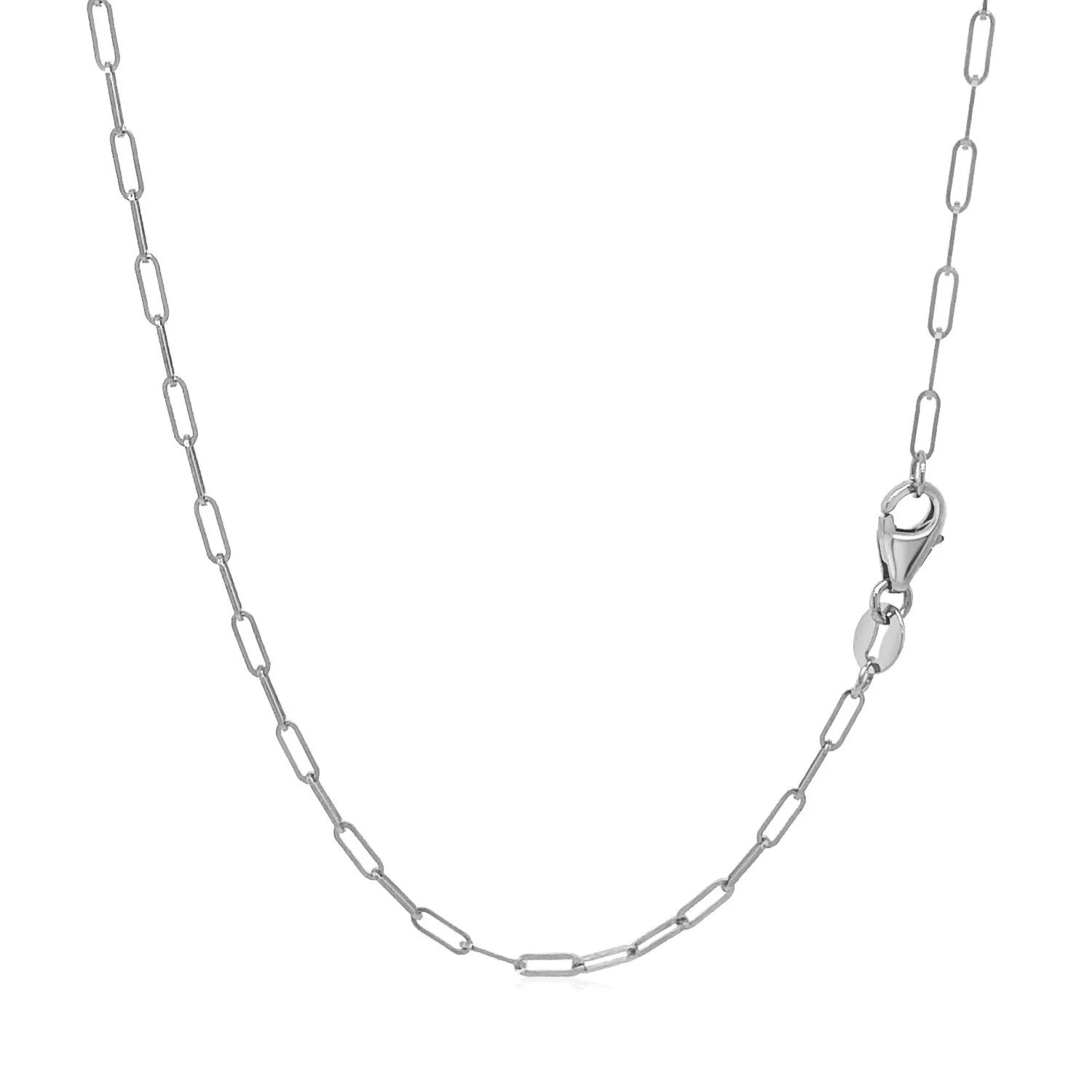 14K White Gold Fine Paperclip Chain (1.5mm) - Image 7
