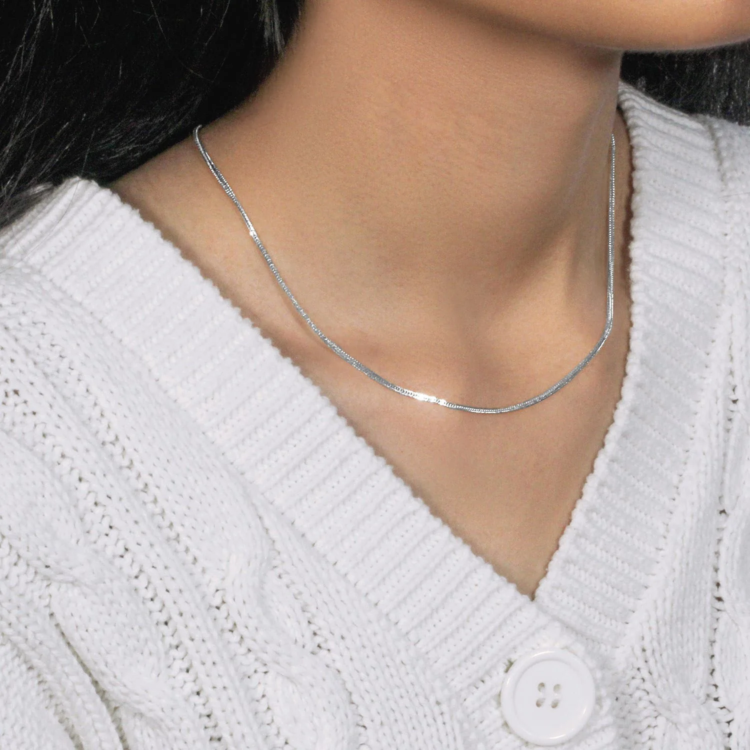 14k White Gold Foxtail 1.0mm Chain - Image 10