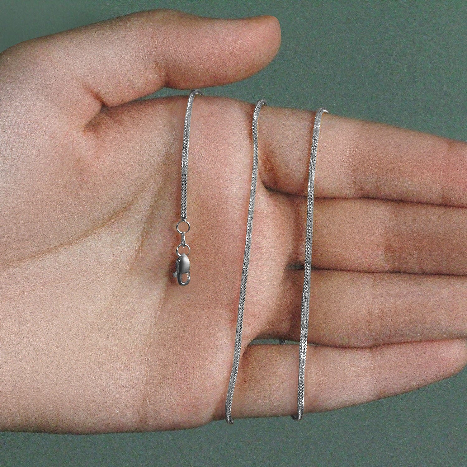 14k White Gold Foxtail 1.0mm Chain - Image 8