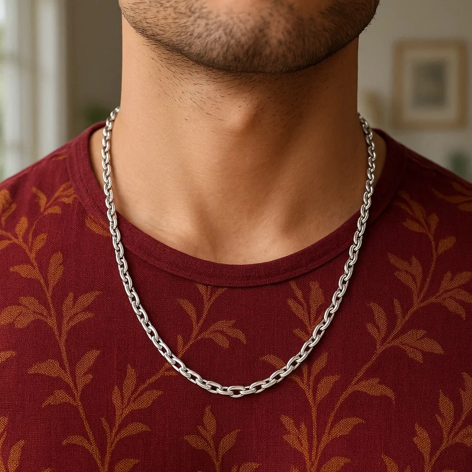 14k White Gold French Cable Link Chain 4.8 mm - Image 25