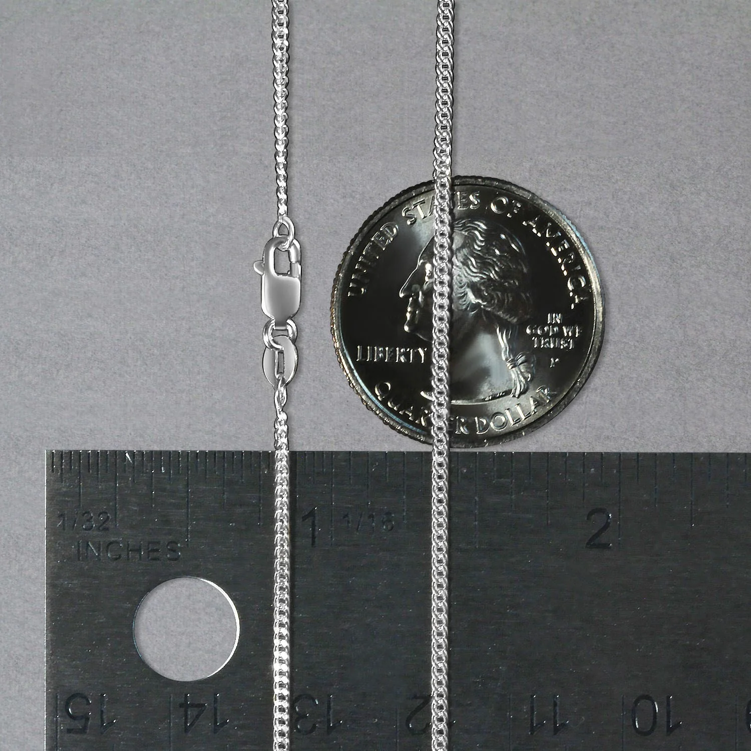 14k White Gold Gourmette Chain 1.5mm - Image 22