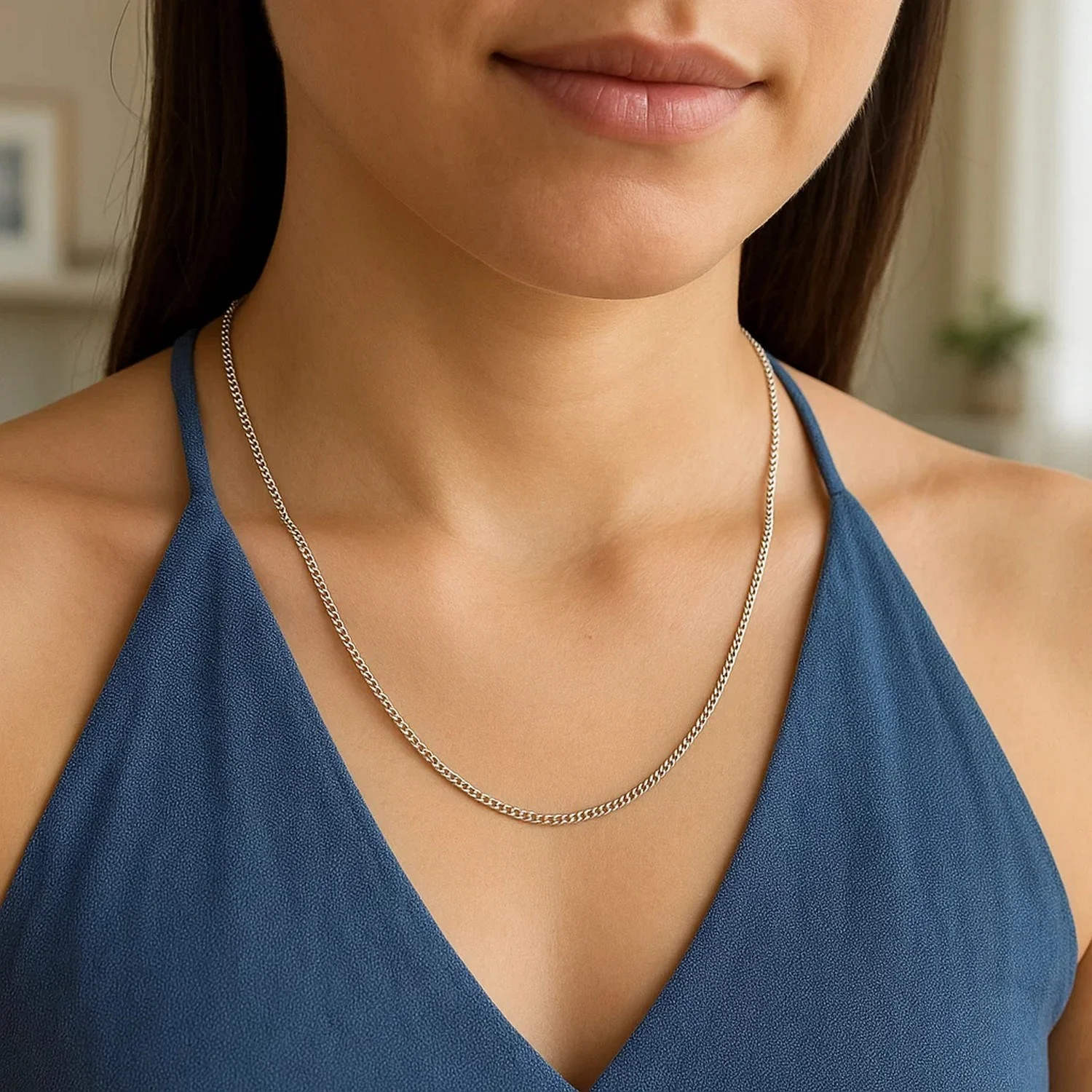 14k White Gold Gourmette Chain 1.5mm - Image 37