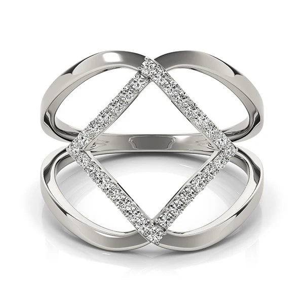 14k White Gold Interlaced Design Diamond Ring (1/5 cttw) - Image 2