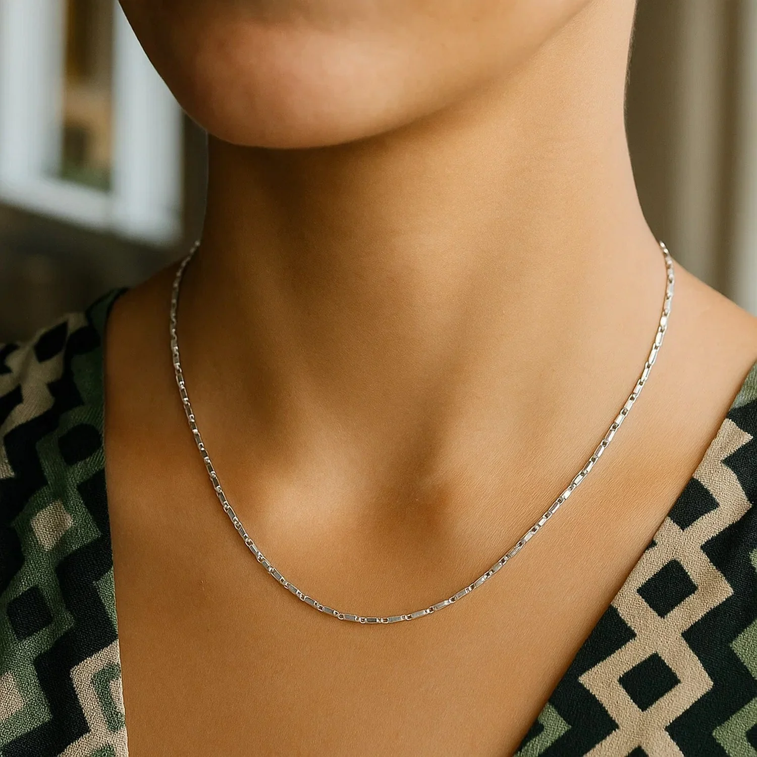 14k White Gold Lumina Pendant Chain 0.9mm - Image 12
