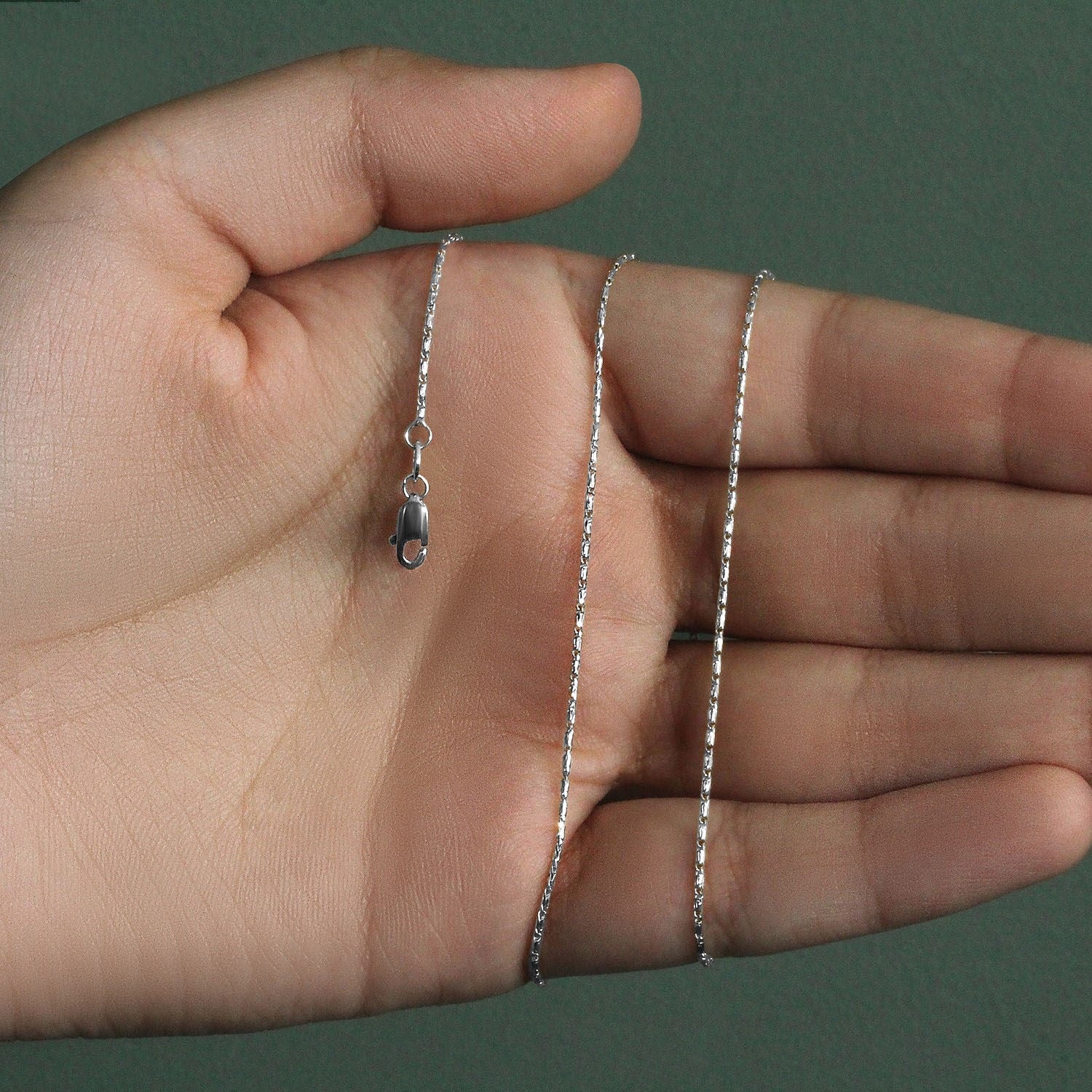 14k White Gold Lumina Pendant Chain 0.9mm - Image 8