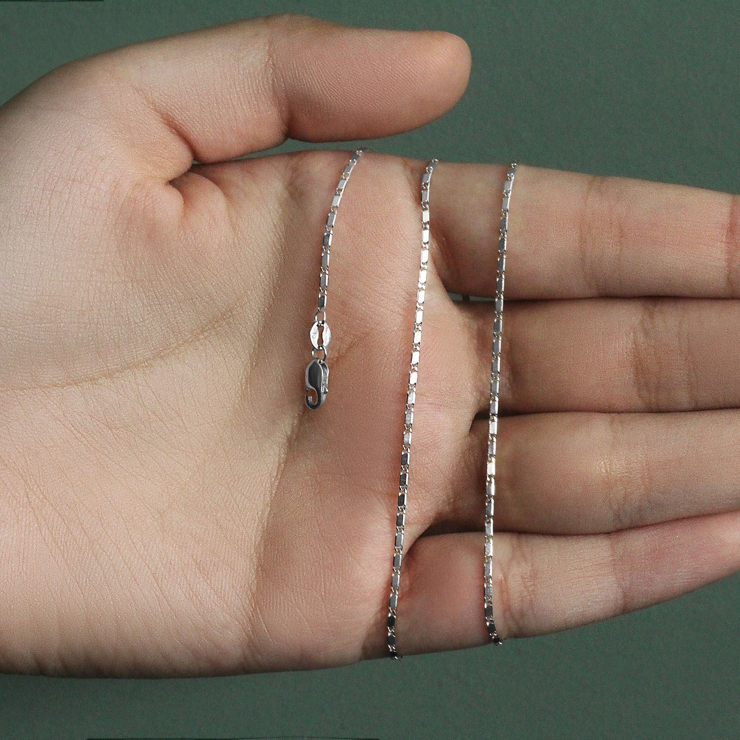 14k White Gold Lumina Pendant Chain 1.0mm - Image 8