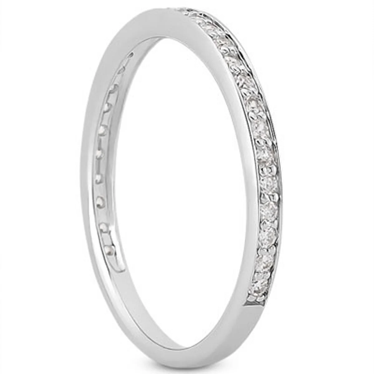 14k White Gold Micro-pave Diamond Wedding Ring Band Set 3/4 Around - Image 2