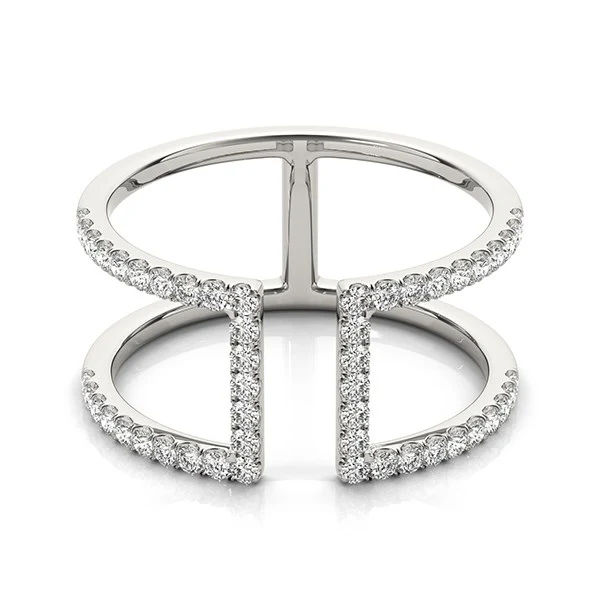 14k White Gold Modern Dual Band Style Diamond Ring (1/2 cttw) - Image 2