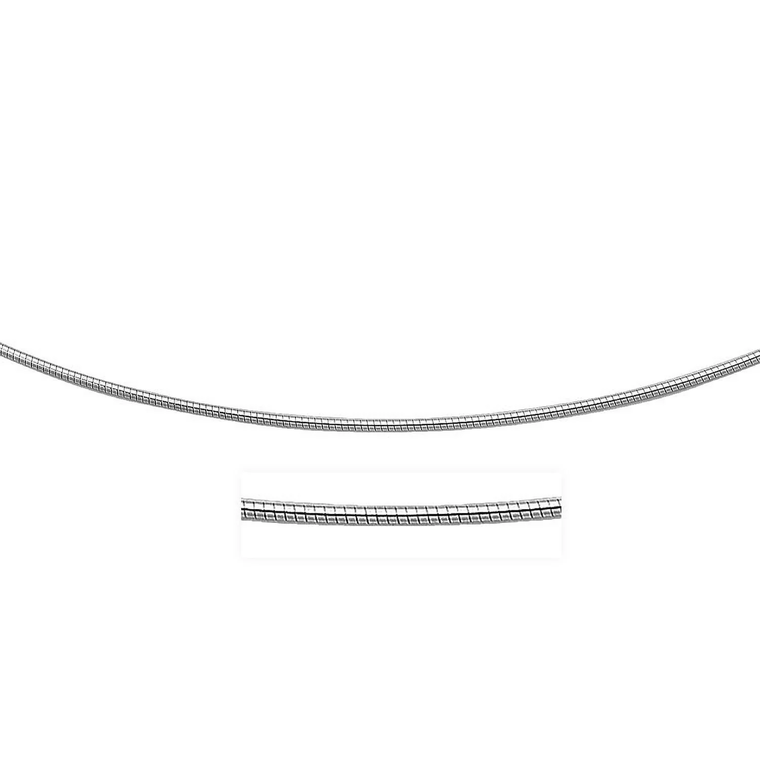 14k White Gold Necklace in a Round Omega Chain Style - Image 2