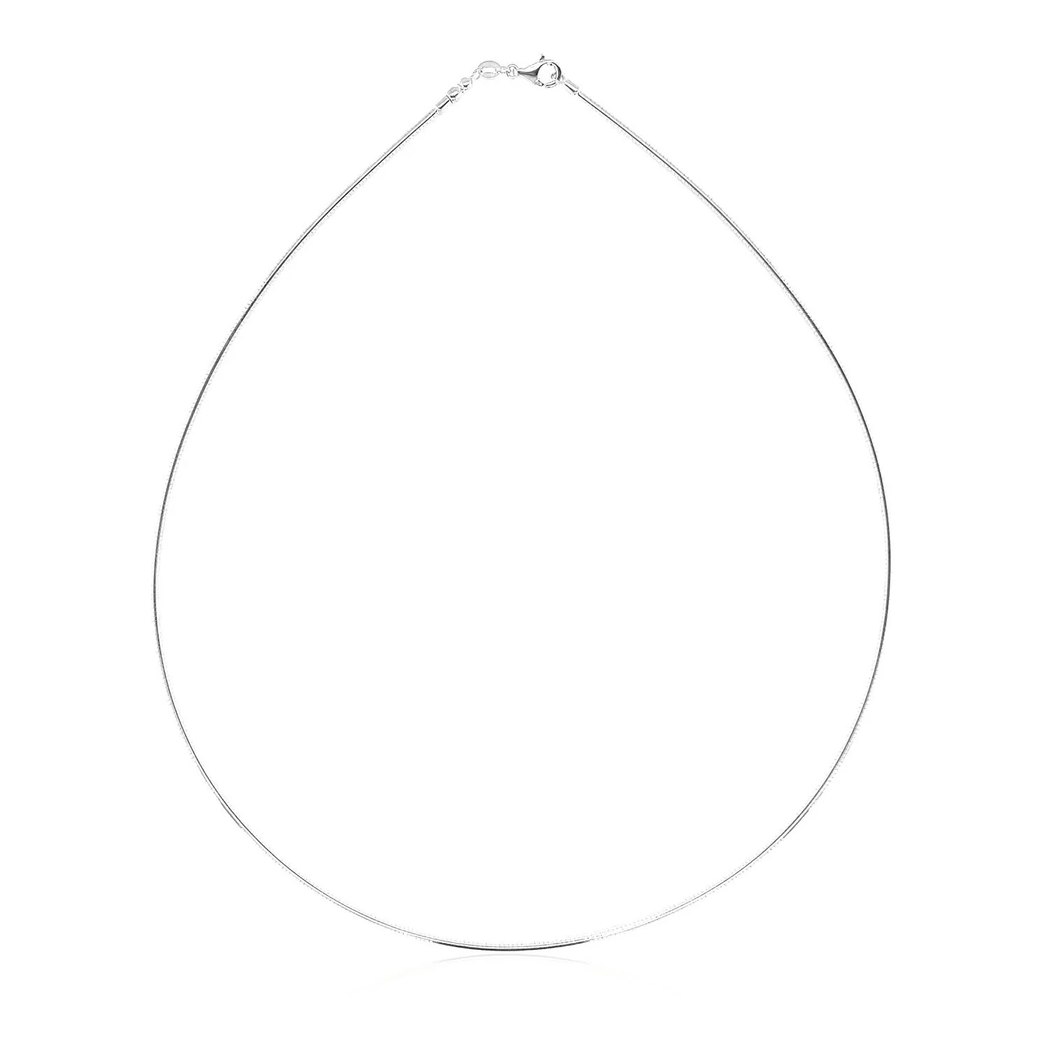 14k White Gold Necklace in a Round Omega Chain Style - Image 6