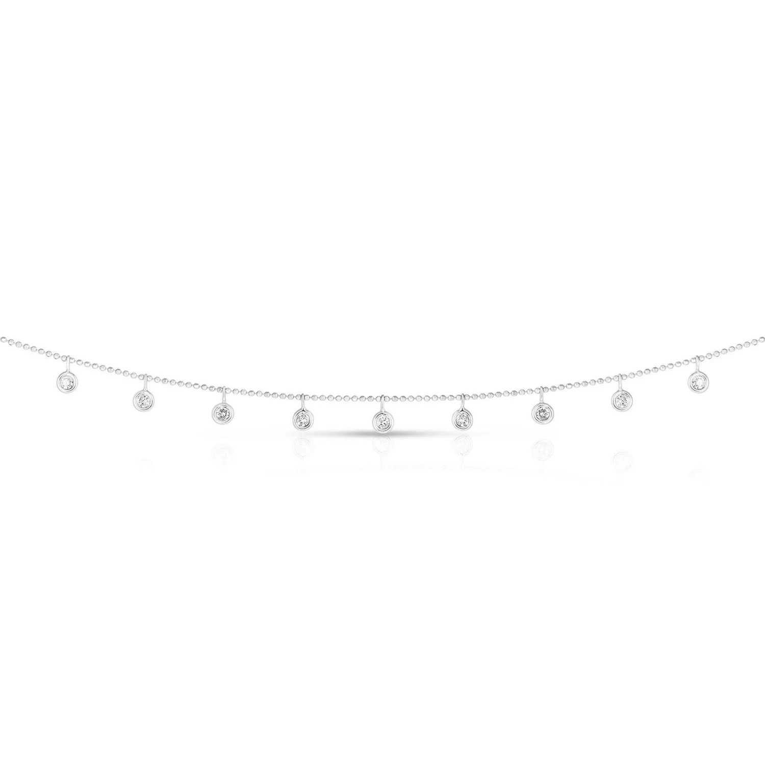 14k White Gold Necklace with Round Diamond Charms - Image 13