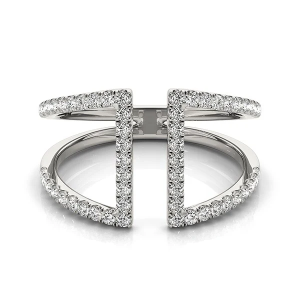 14k White Gold Open Style Dual Band Ring with Diamonds (1/2 cttw) - Image 2