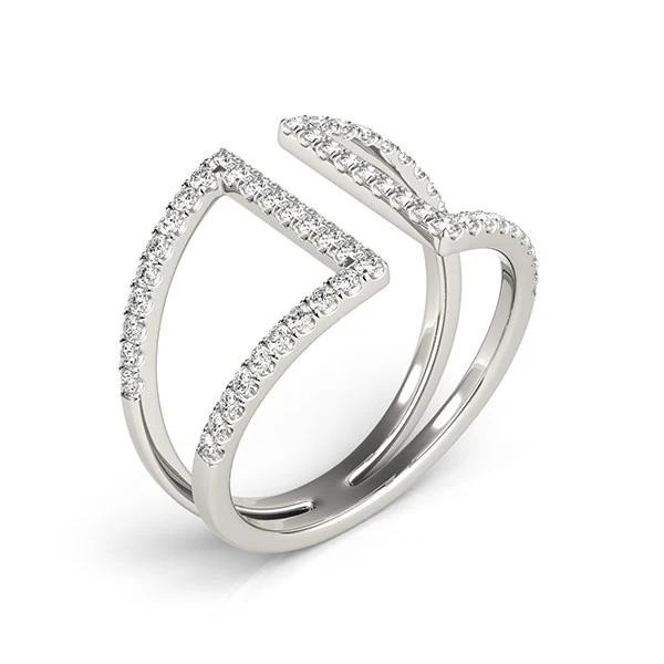 14k White Gold Open Style Dual Band Ring with Diamonds (1/2 cttw) - Image 3