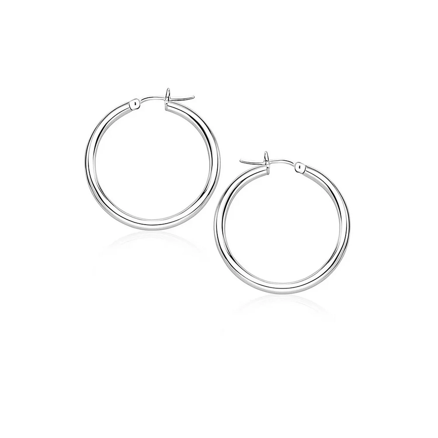 14k White Gold Polished Hoop Earrings (20 mm)