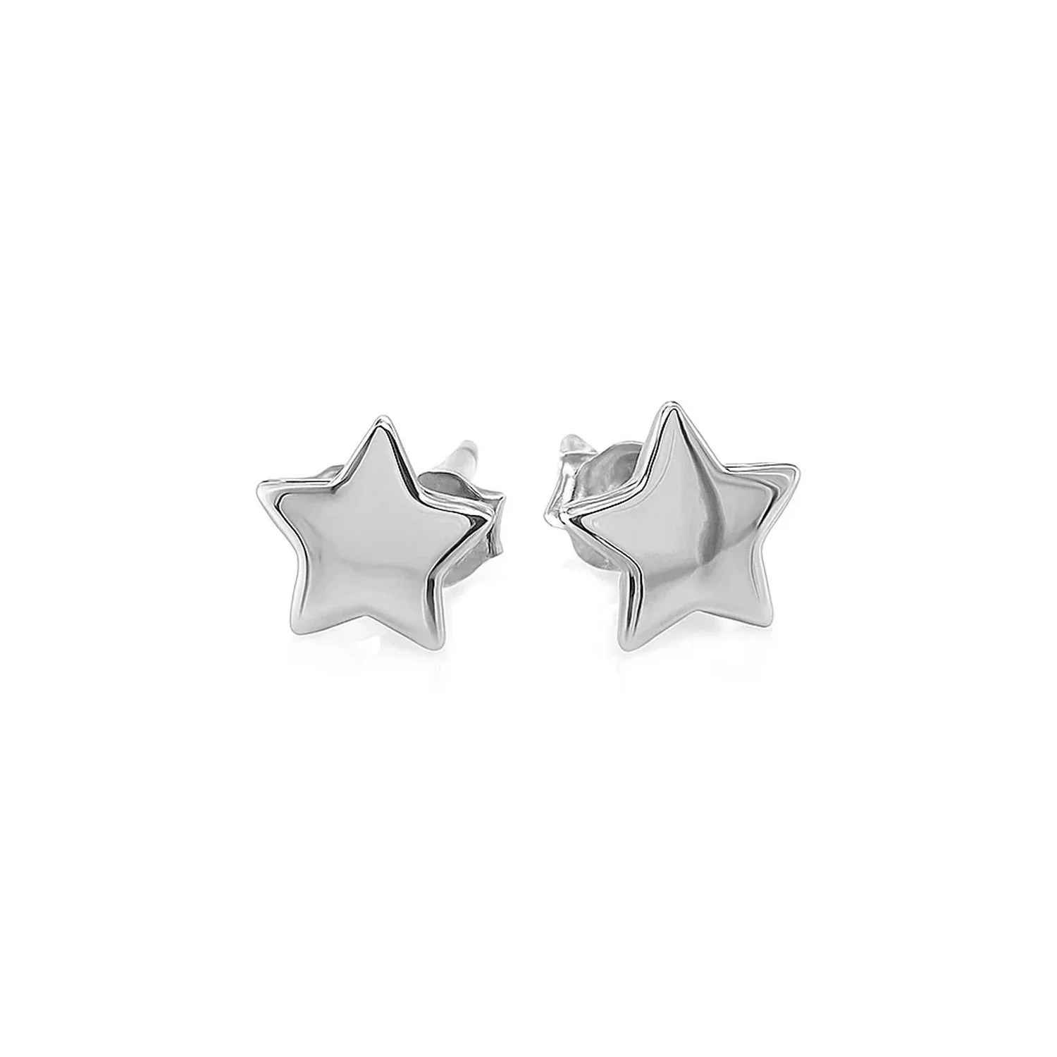 14k White Gold Post Earrings with Stars - Image 2