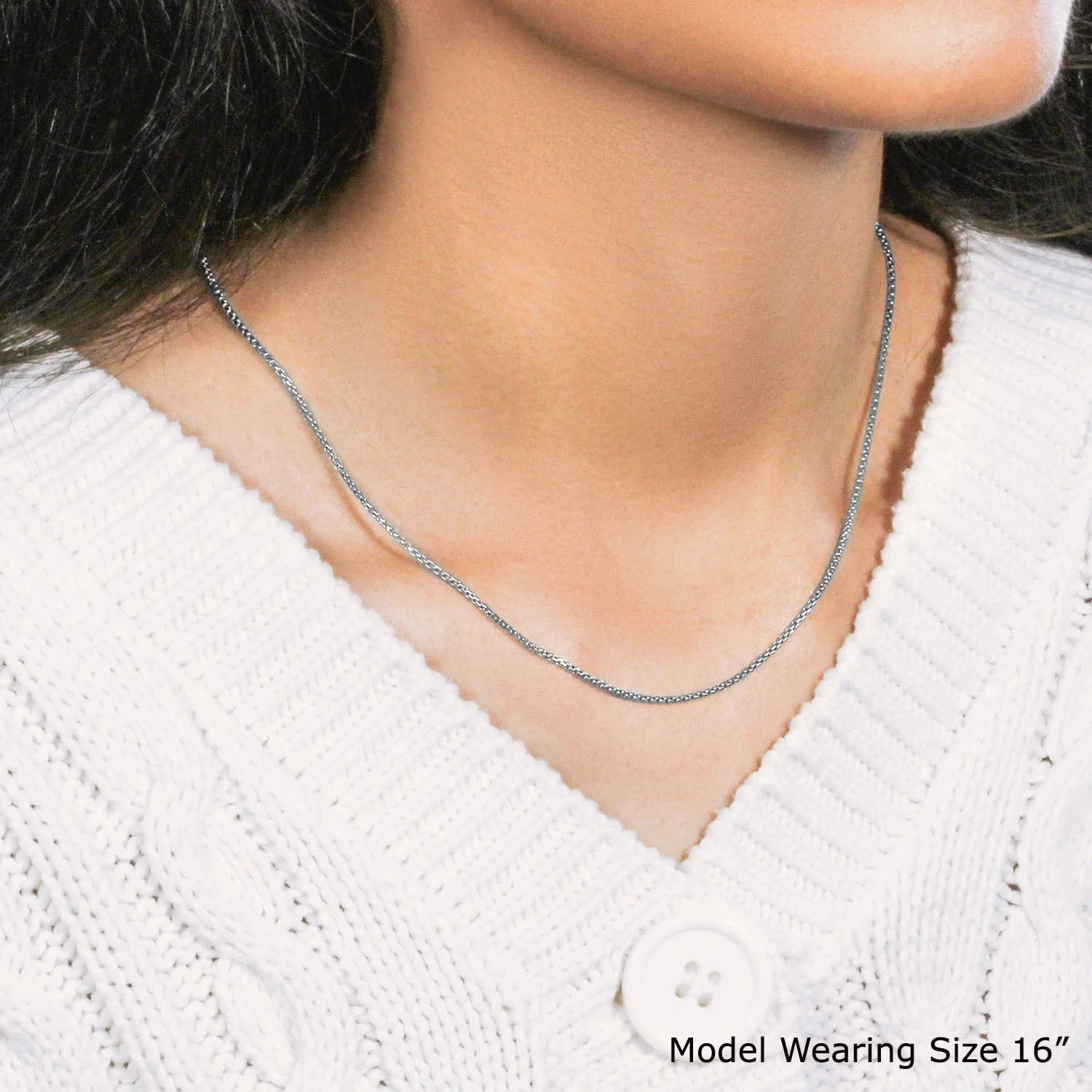 14k White Gold Round Box Chain 1.35 mm - Image 10