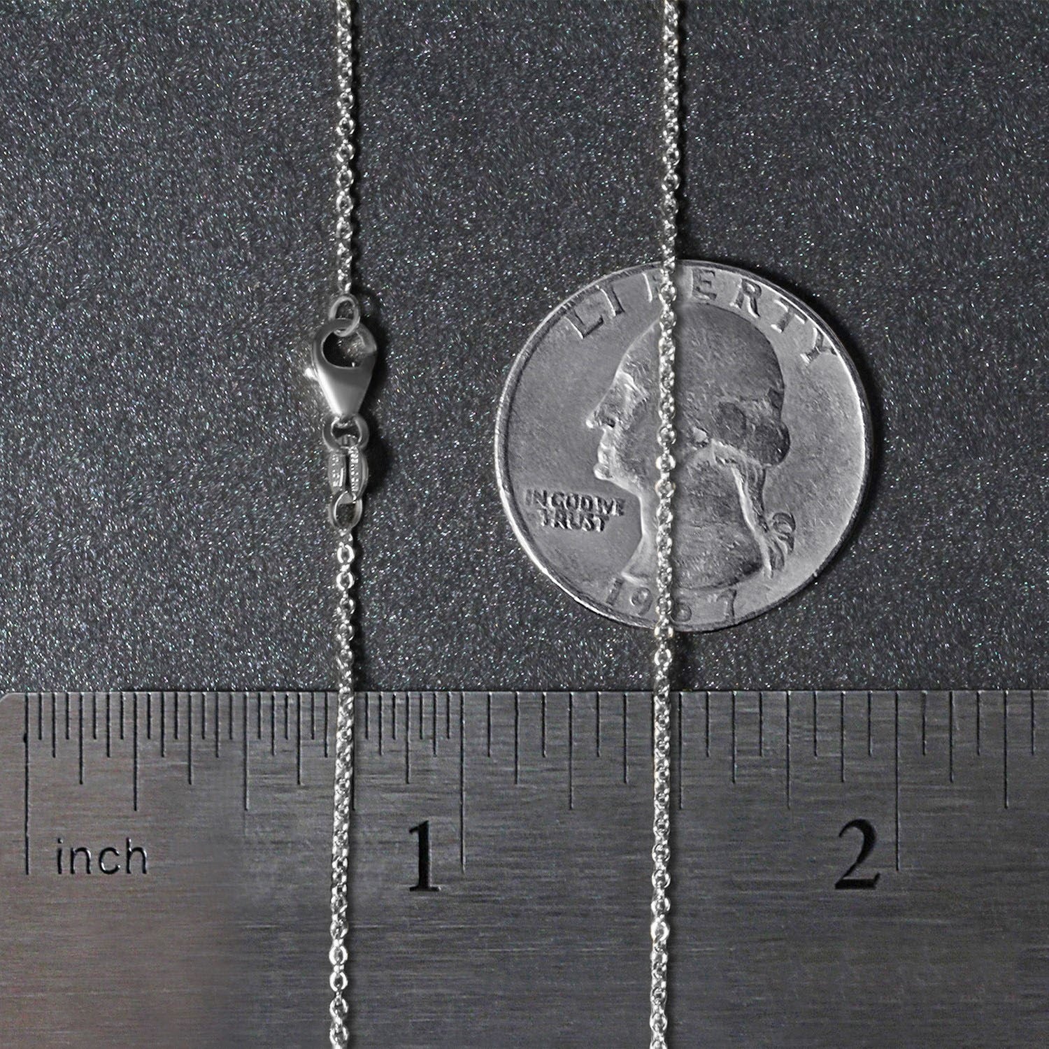 14k White Gold Round Cable Link Chain 1.2mm - Image 18