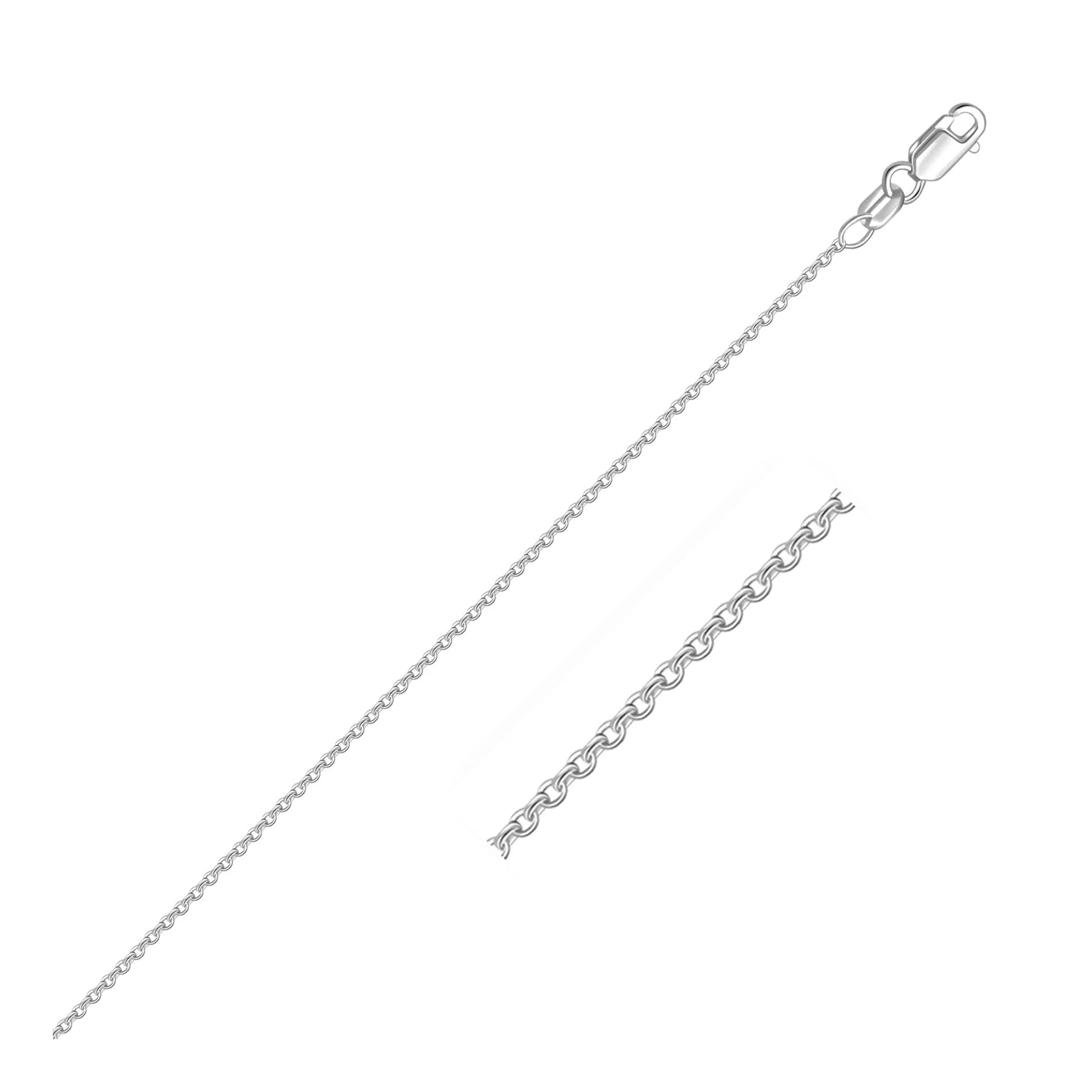 14k White Gold Round Cable Link Chain 1.2mm - Image 2