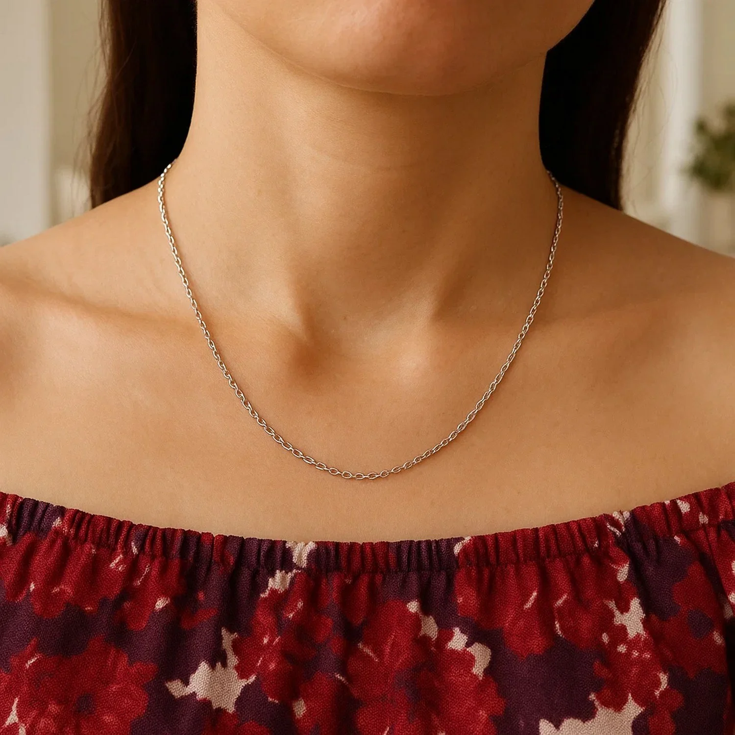 14k White Gold Round Cable Link Chain 1.2mm - Image 23
