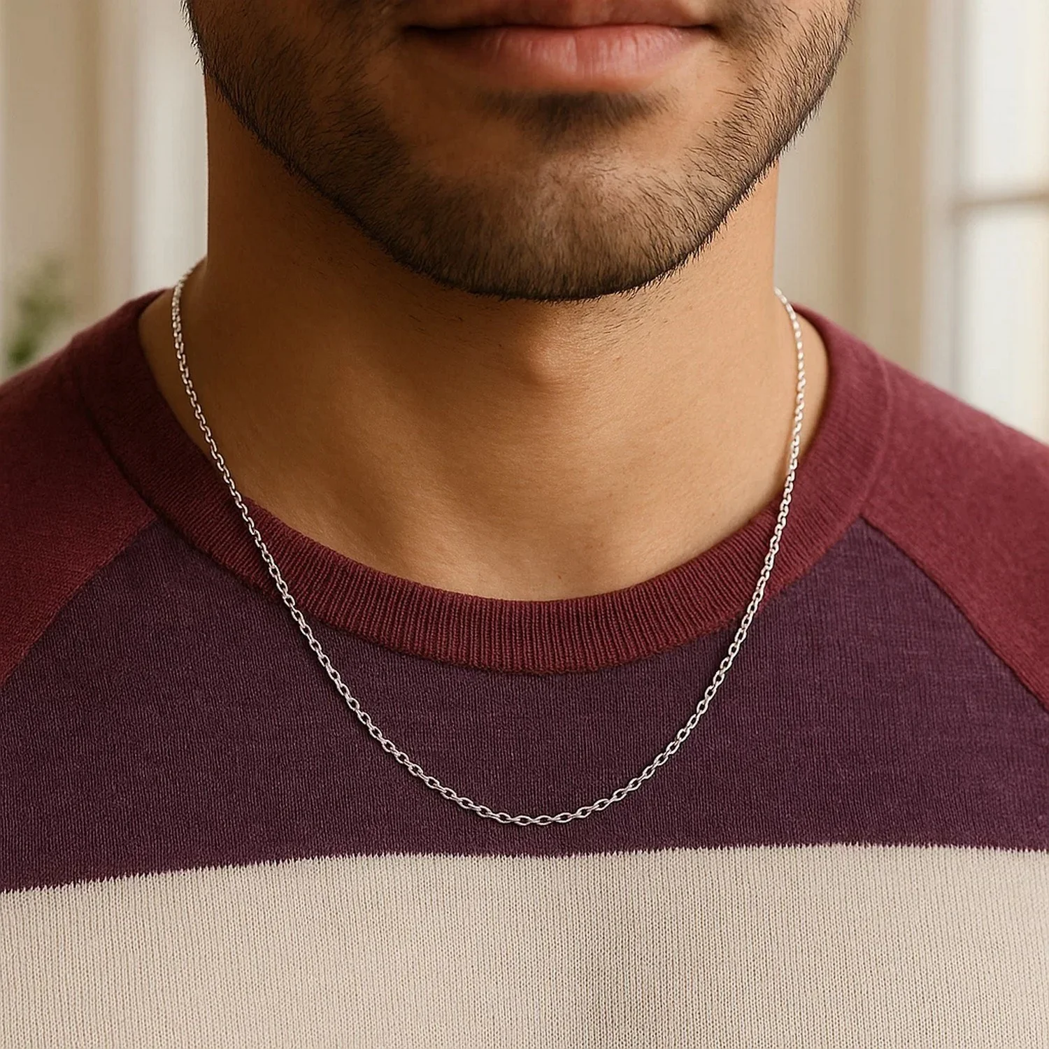 14k White Gold Round Cable Link Chain 1.2mm - Image 25