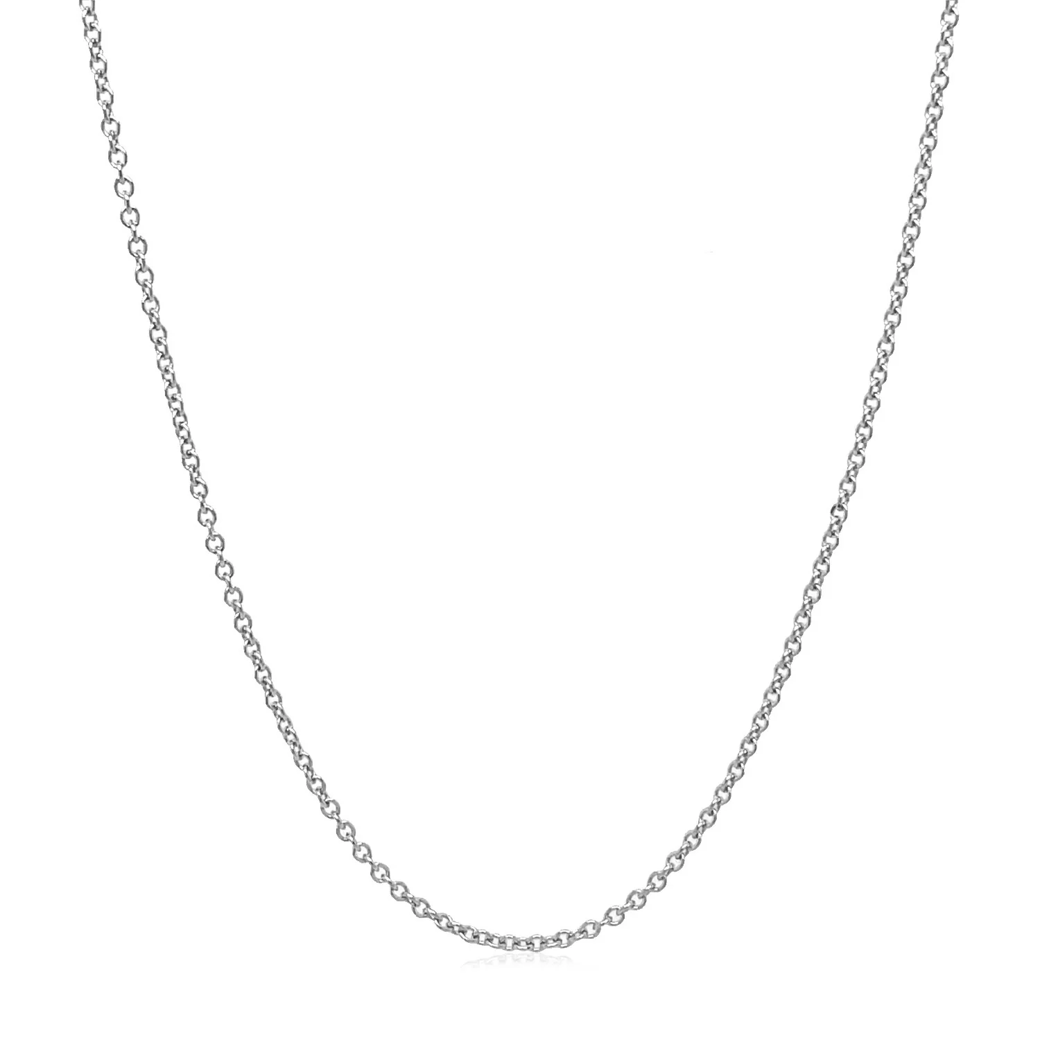 14k White Gold Round Cable Link Chain 1.3mm - Image 6