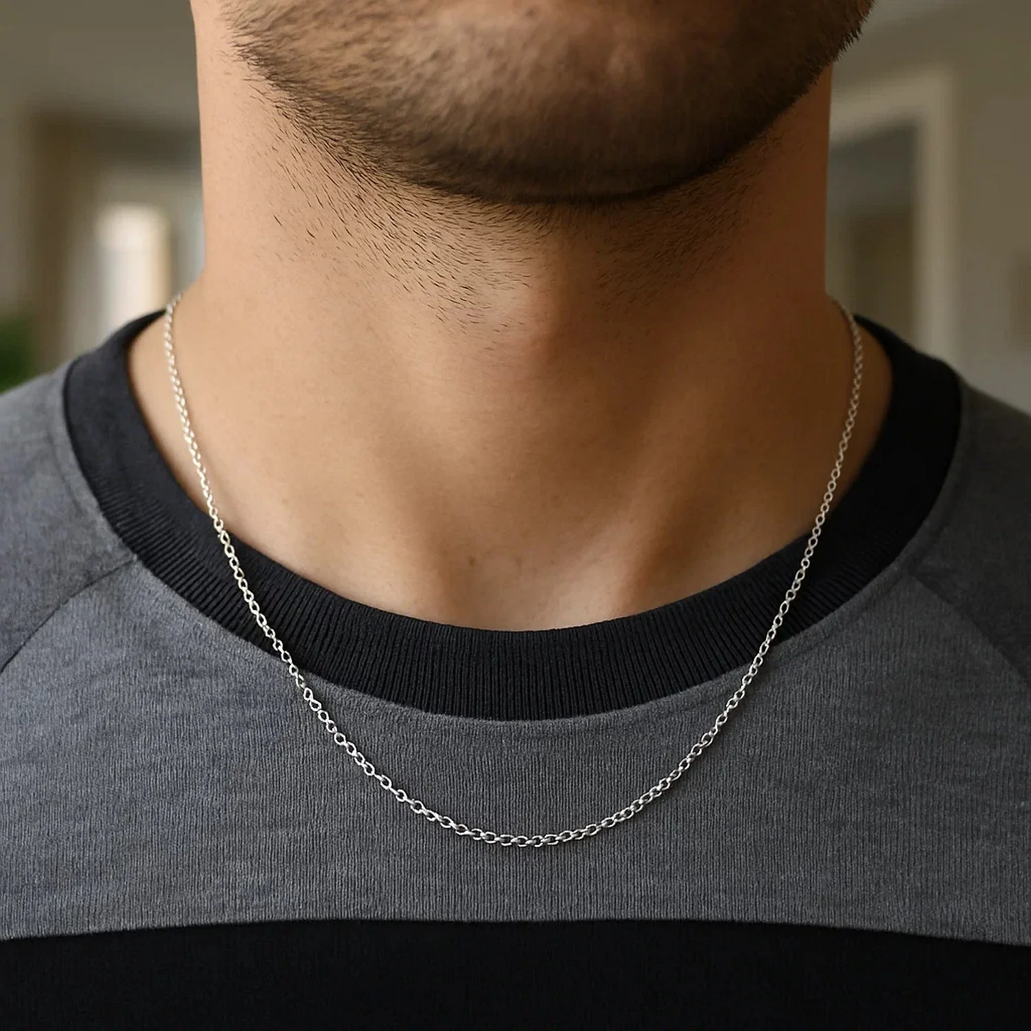 14k White Gold Round Cable Link Chain 1.5mm - Image 16