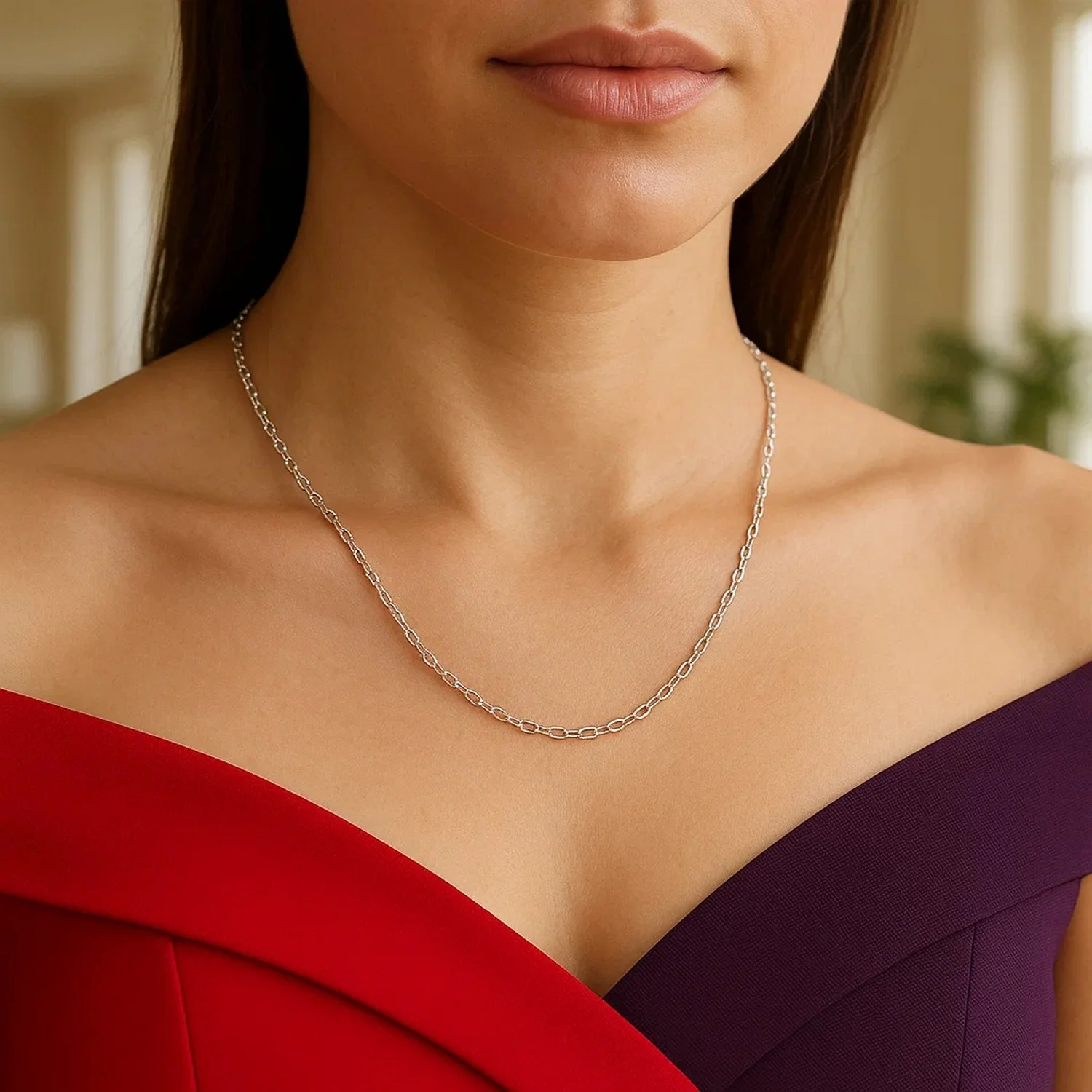 14k White Gold Round Cable Link Chain 1.5mm - Image 21