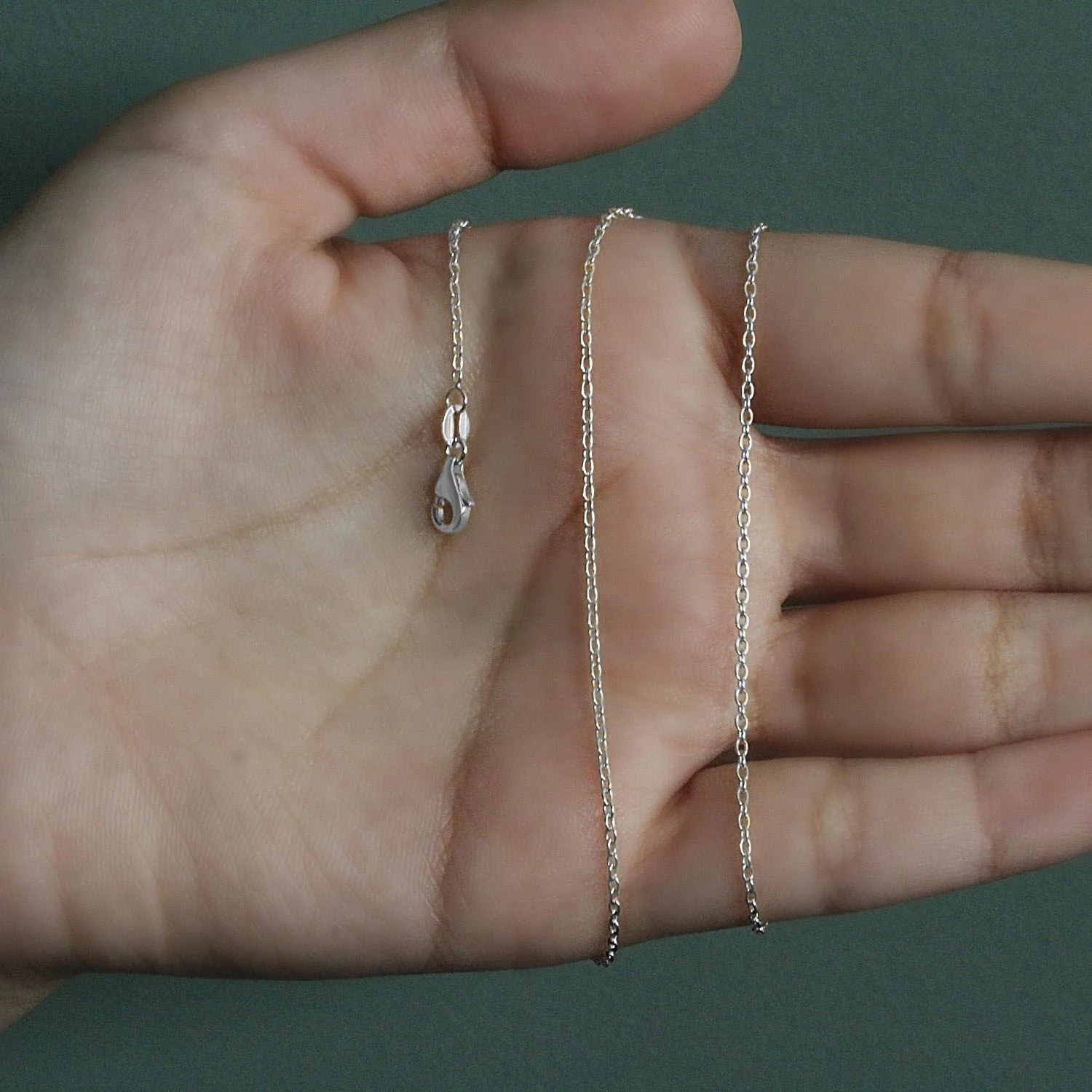 14k White Gold Round Cable Link Chain 1.5mm - Image 27