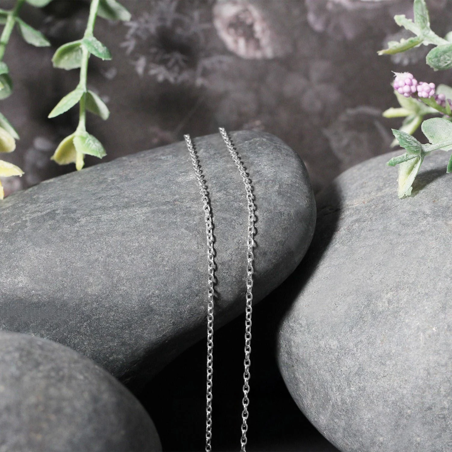 14k White Gold Round Cable Link Chain 1.5mm - Image 8