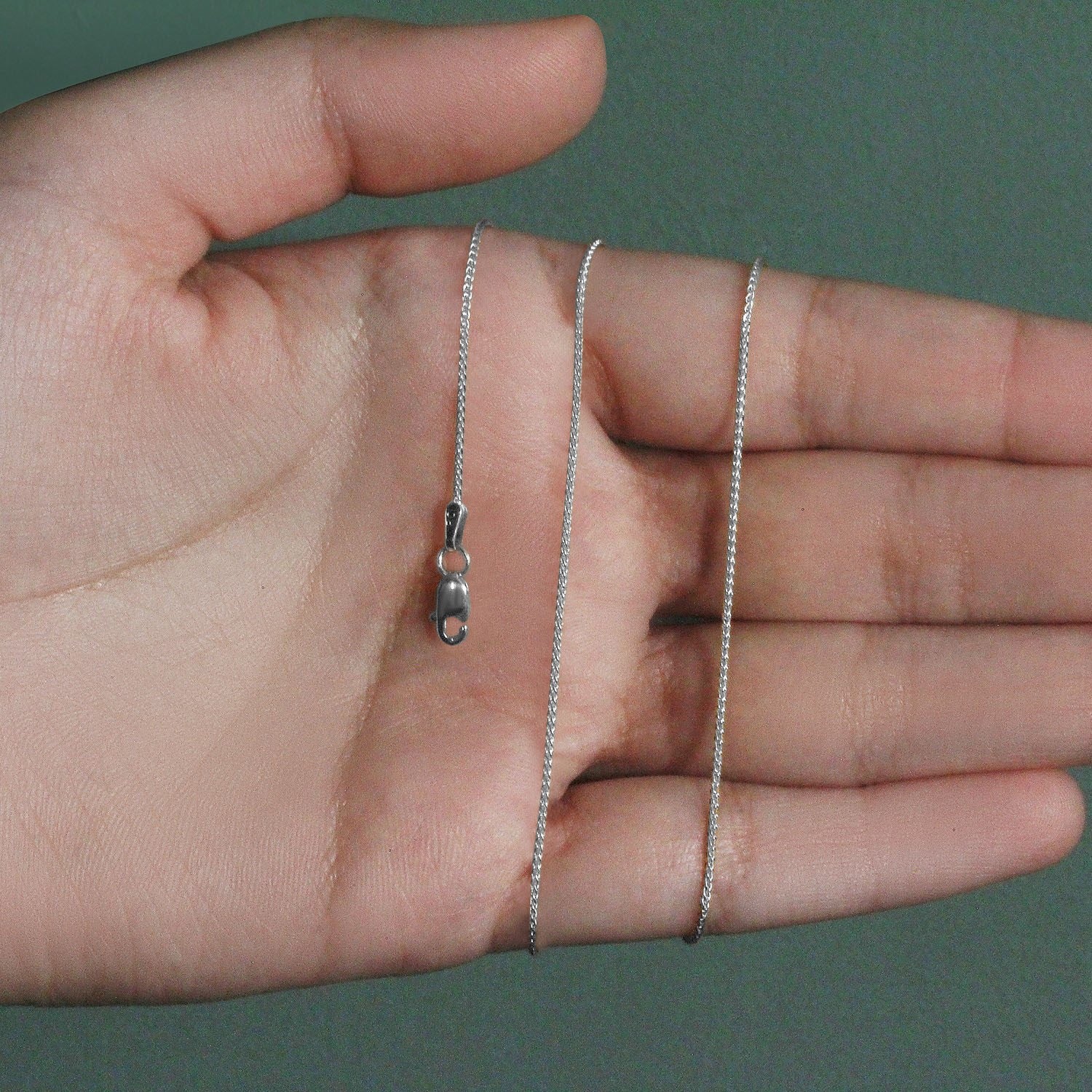 14k White Gold Round Wheat Chain 1.0mm - Image 8