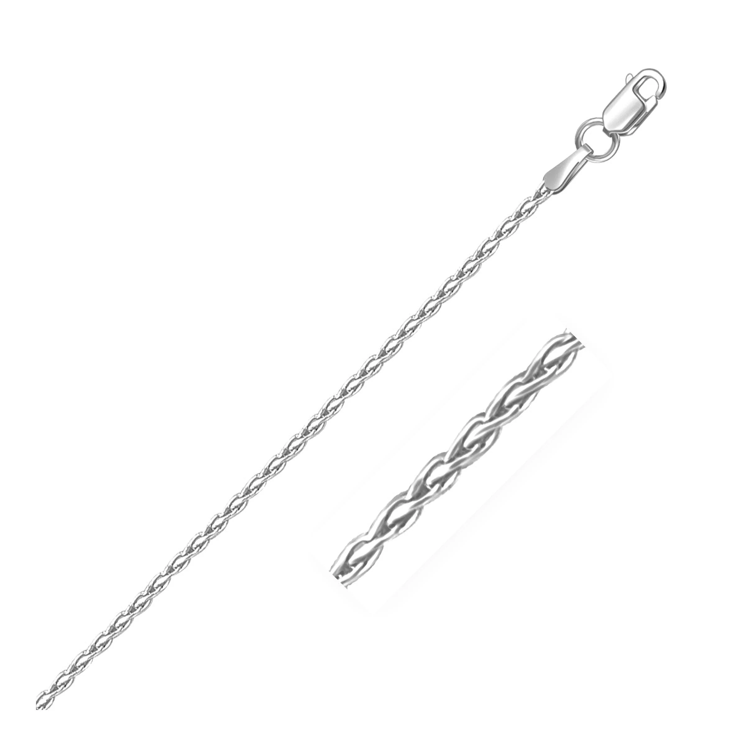 14k White Gold Round Wheat Chain 1.5mm - Image 3