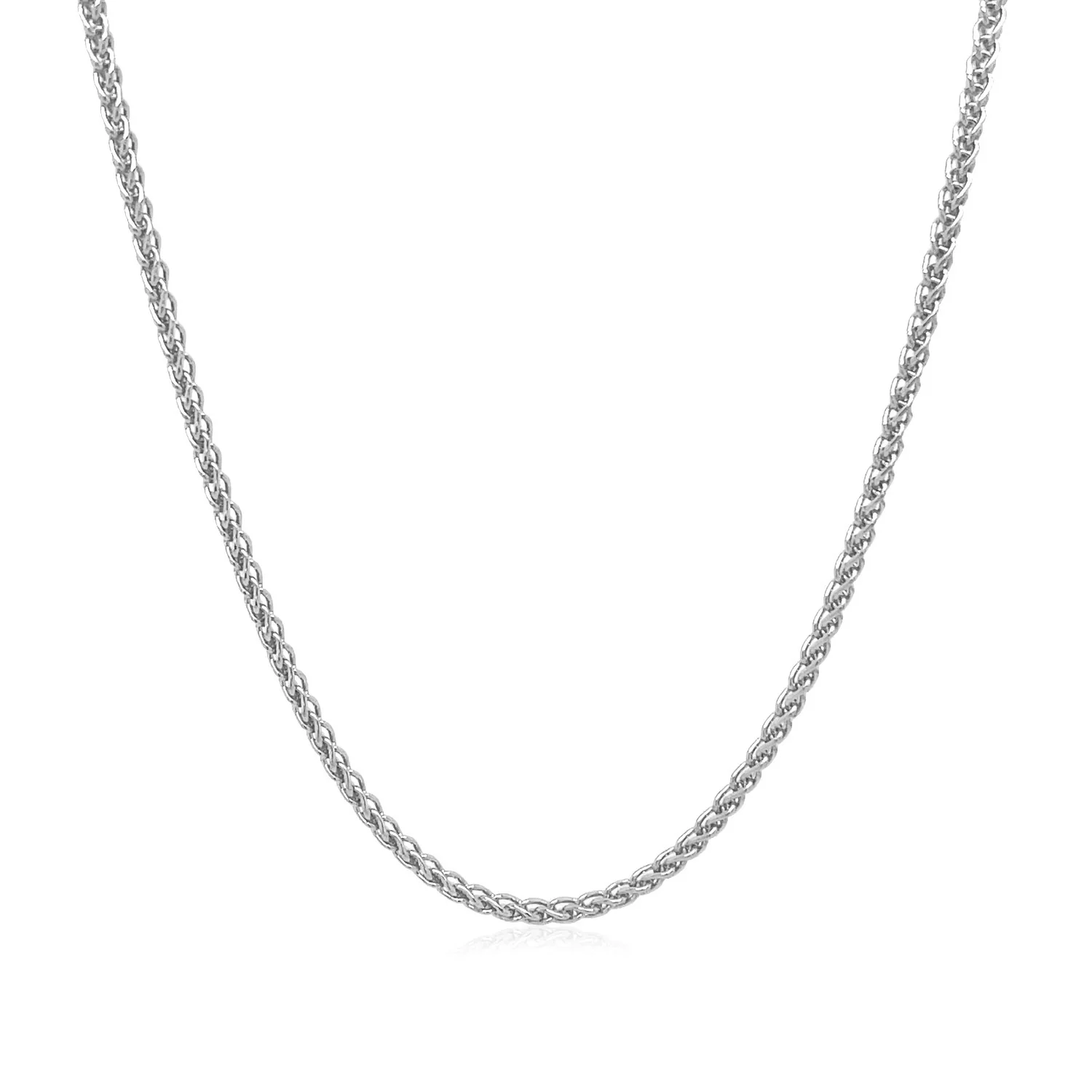 14k White Gold Round Wheat Chain 1.5mm - Image 5