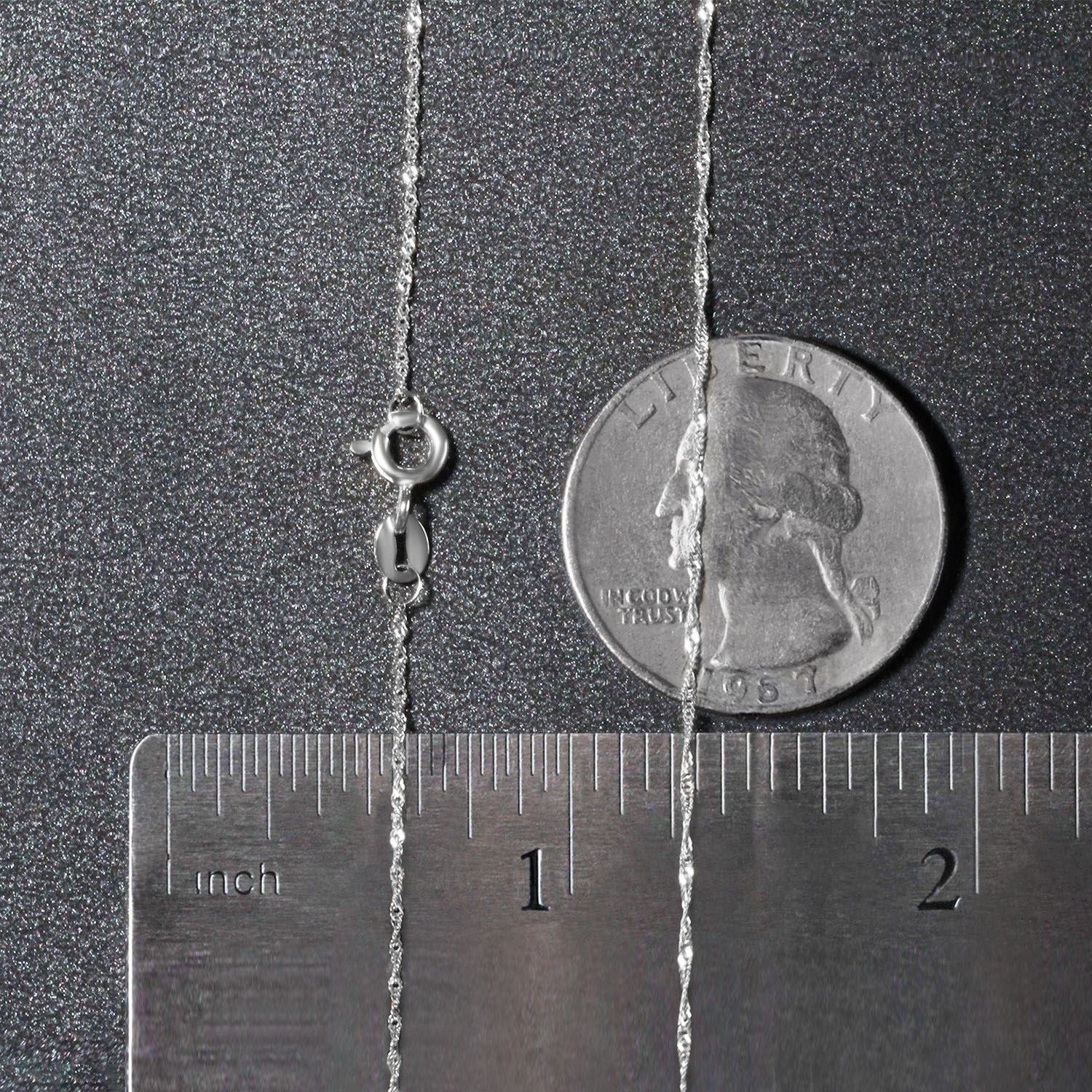 14k White Gold Singapore Chain 0.8mm - Image 7