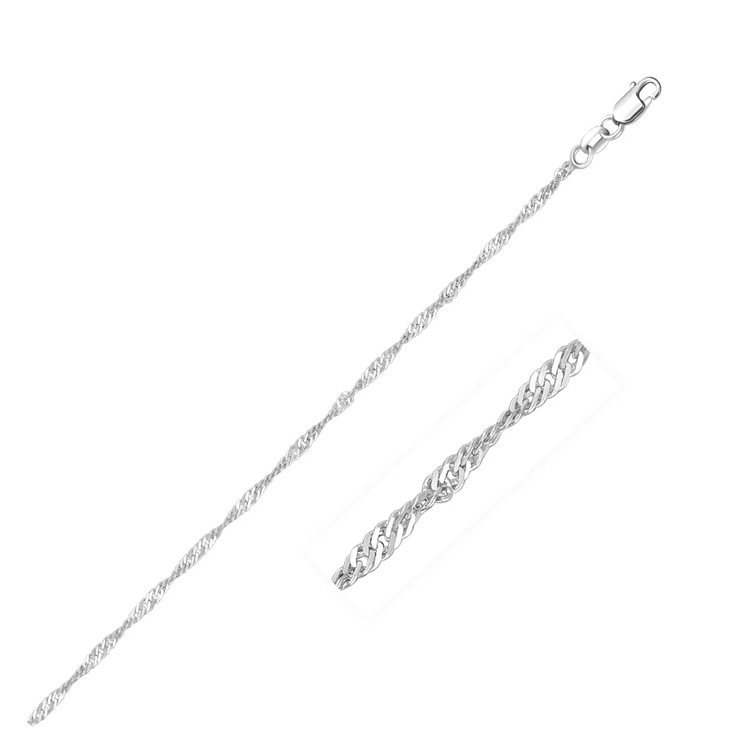 14k White Gold Singapore Chain 1.5mm - Image 2