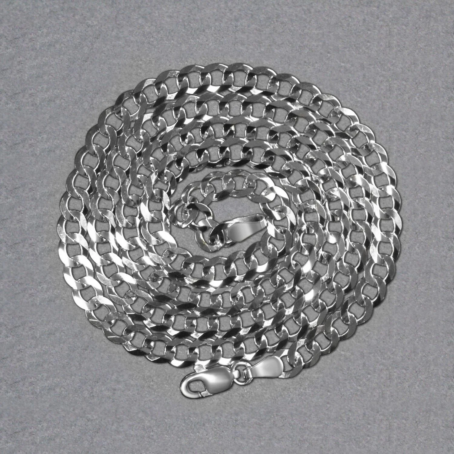 14k White Gold Solid Curb Chain (4.70 mm) - Image 6