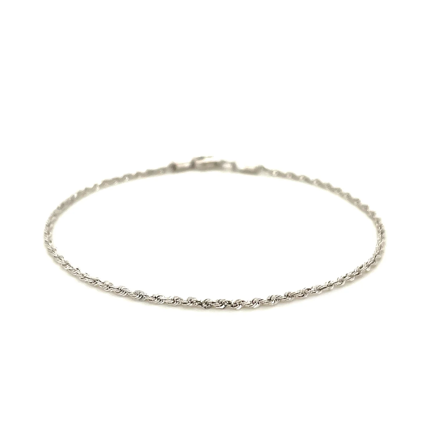 14k White Gold Solid Diamond Cut Rope Bracelet 1.5mm - Image 2