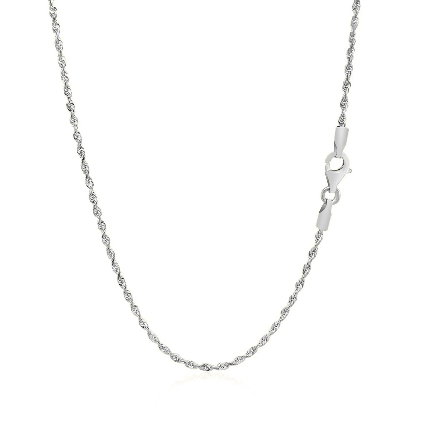 14k White Gold Solid Diamond Cut Rope Chain 1.5mm - Image 10