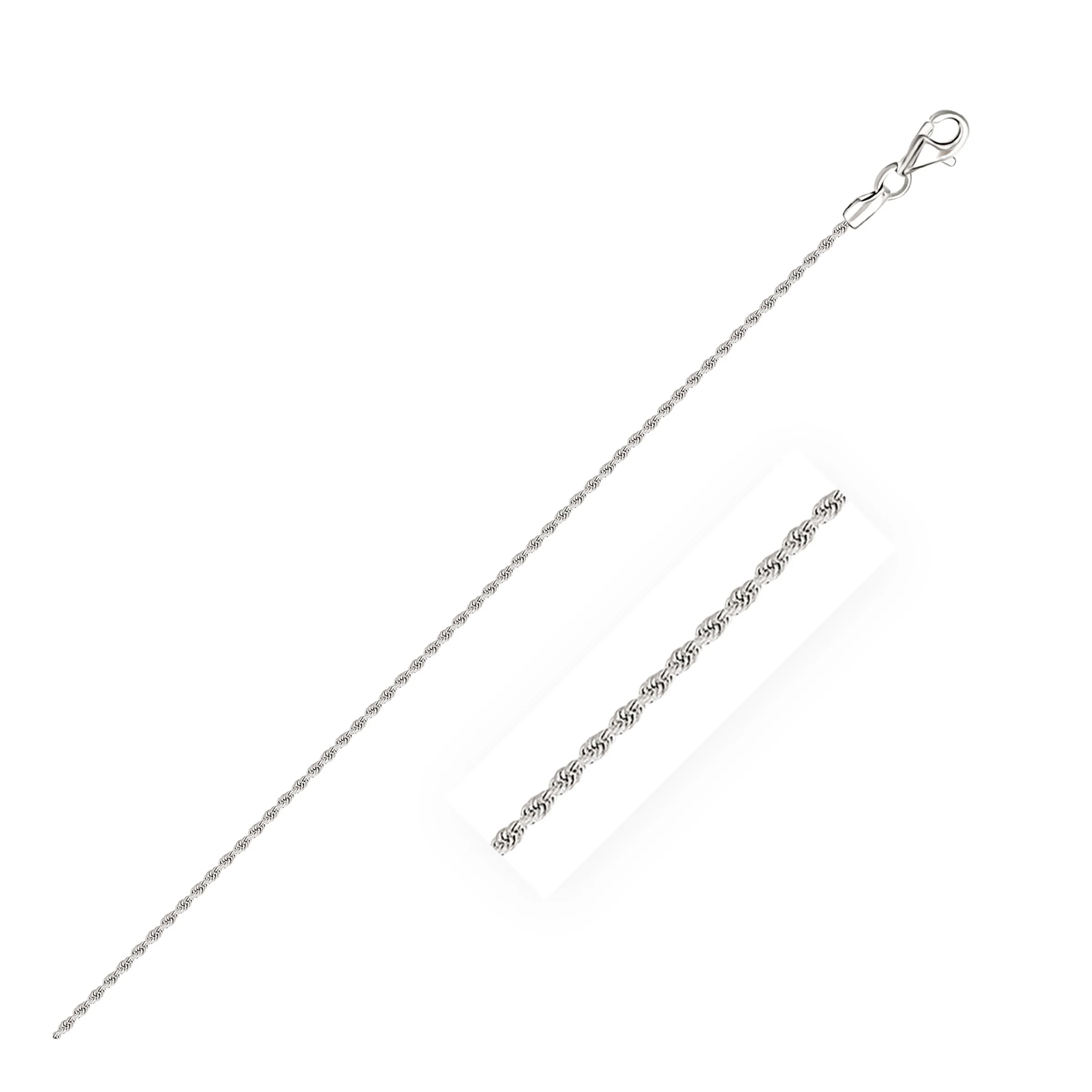 14k White Gold Solid Diamond Cut Rope Chain 1.5mm - Image 2