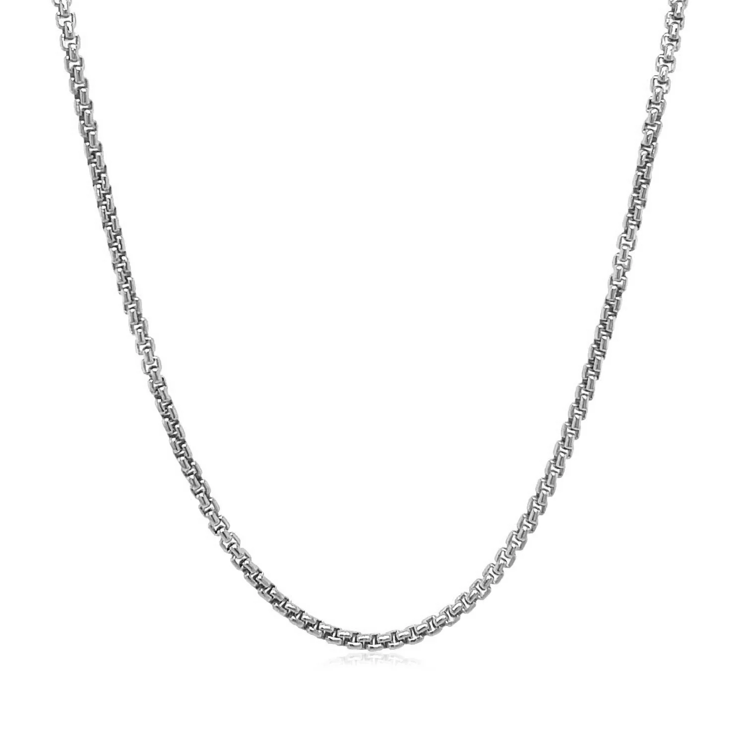 14k White Gold Solid Round Box Chain 1.6 mm - Image 6