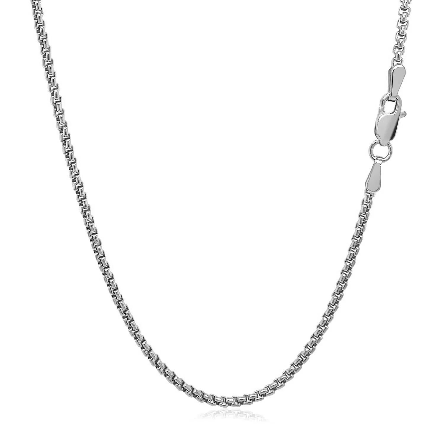 14k White Gold Solid Round Box Chain 1.6 mm - Image 8