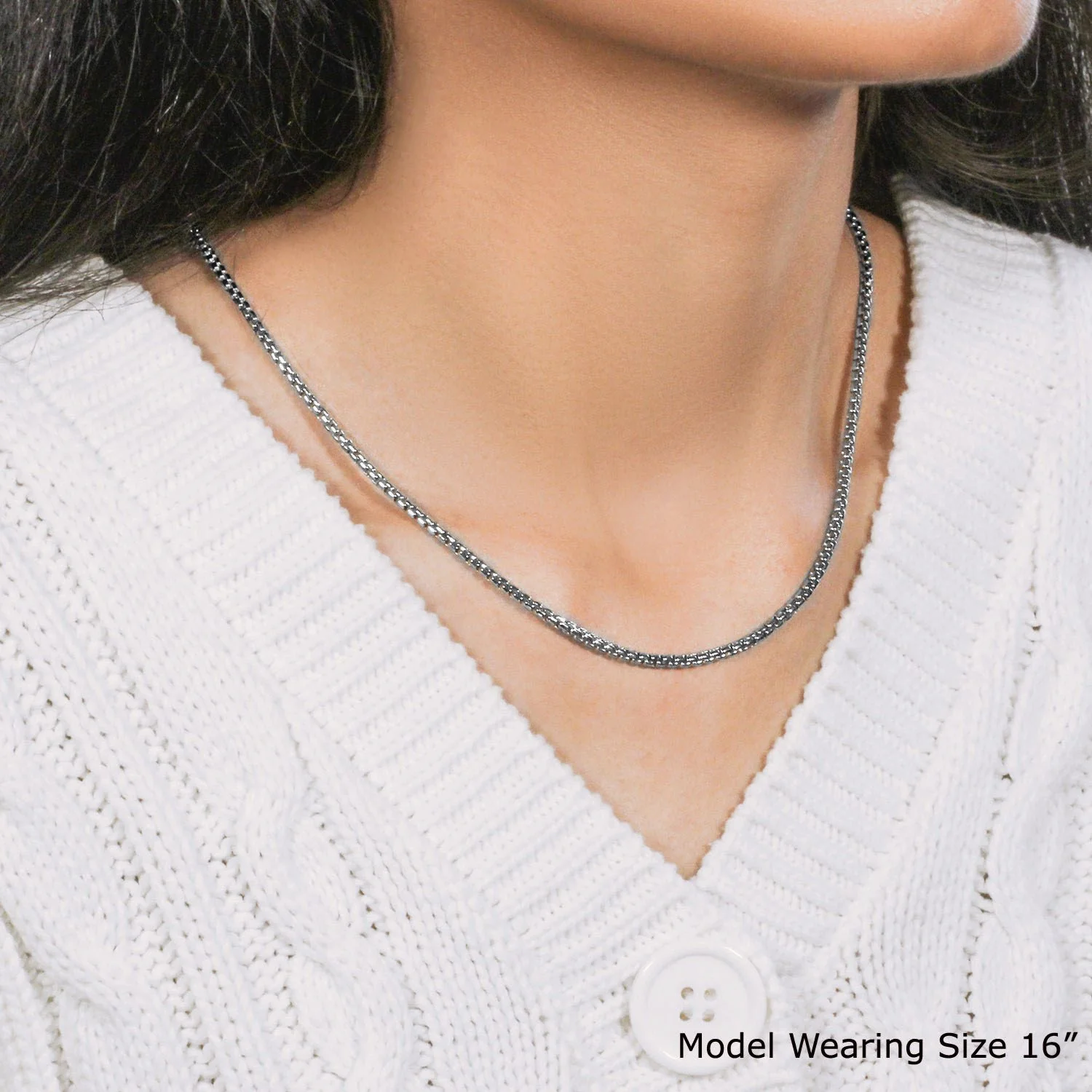 14k White Gold Solid Round Box Chain 2.5 mm - Image 10