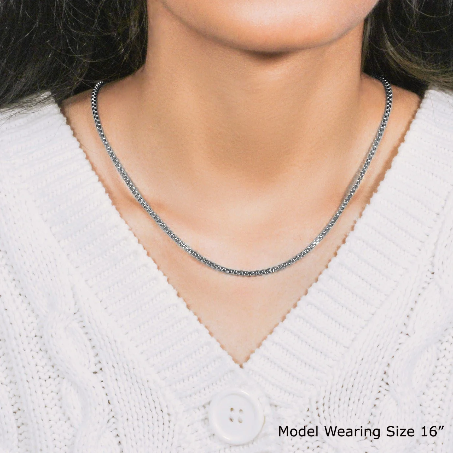 14k White Gold Solid Round Box Chain 2.5 mm - Image 9