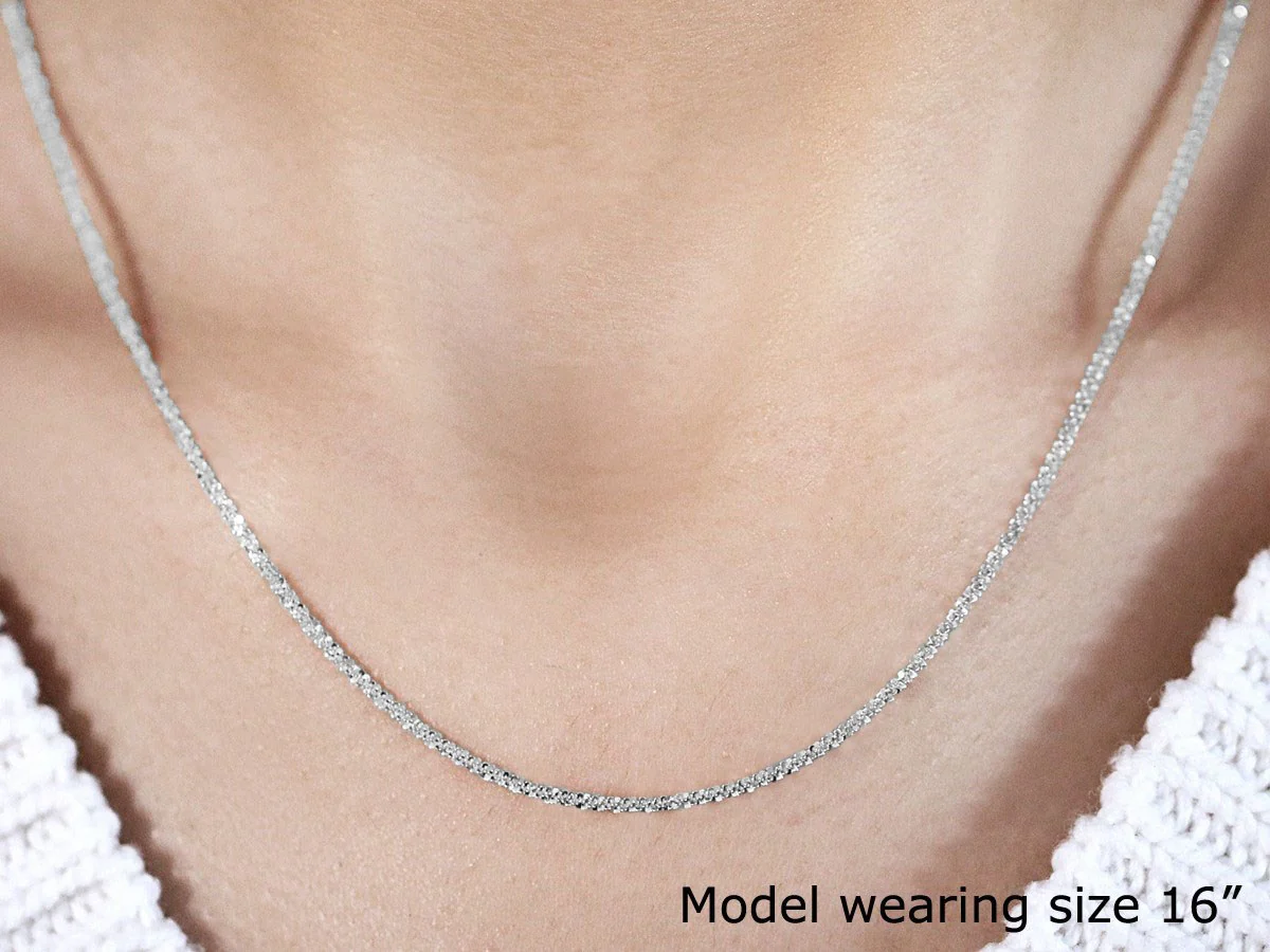 14k White Gold Sparkle Chain 1.5mm - Image 4