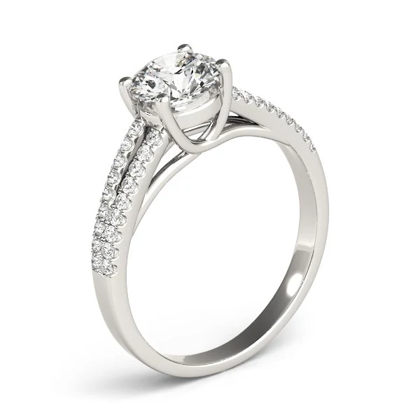 14k White Gold Split Shank Round Diamond Engagement Ring (1 1/8 cttw) - Image 3
