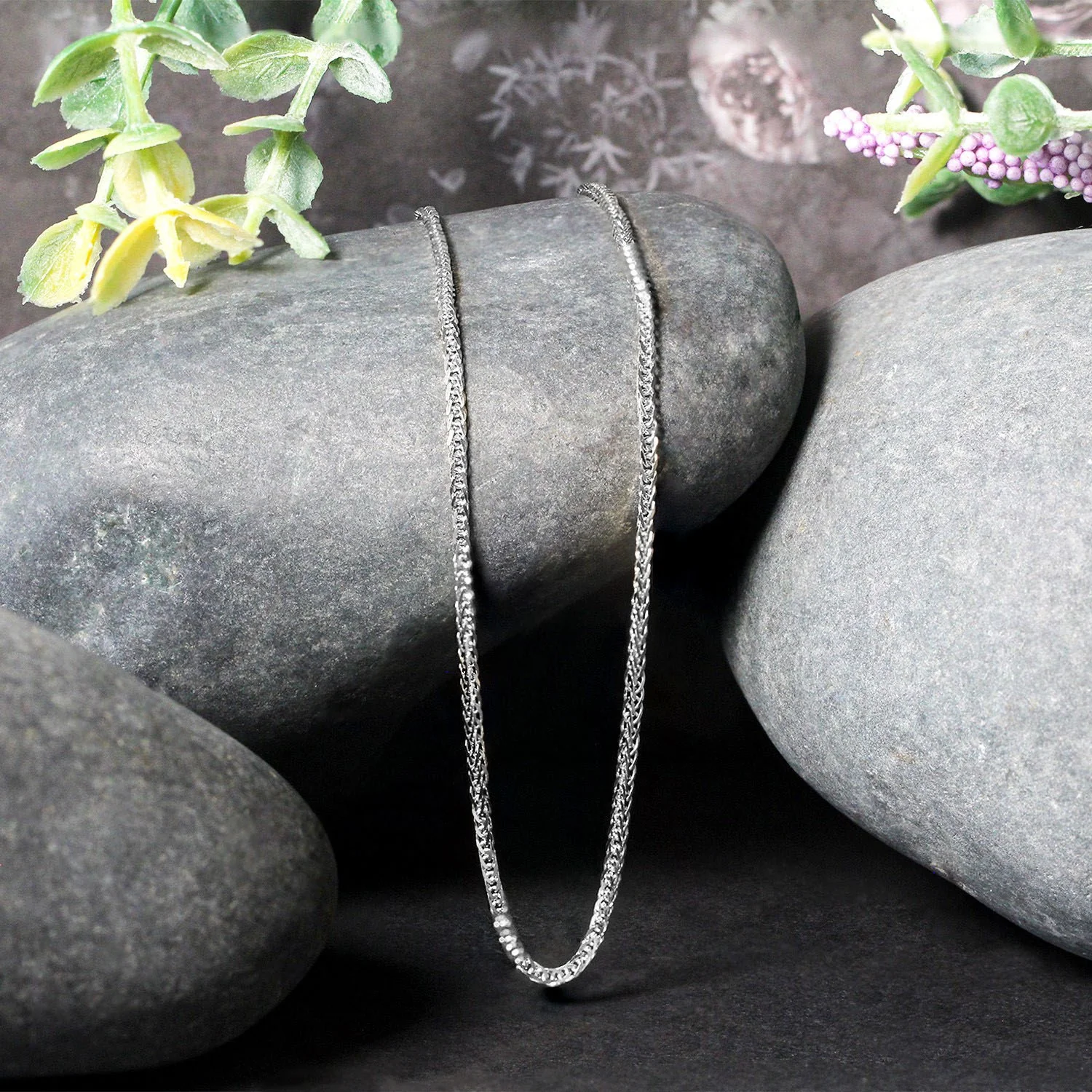 14k White Gold Square Wheat Chain (1.8mm) - Image 2