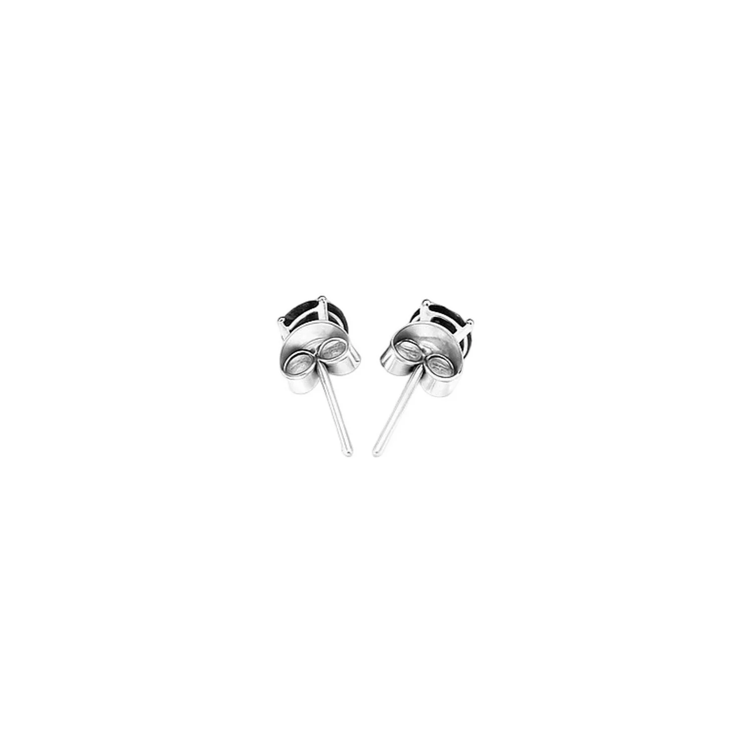 14k White Gold Stud Earrings with Black 4mm Cubic Zirconia - Image 3