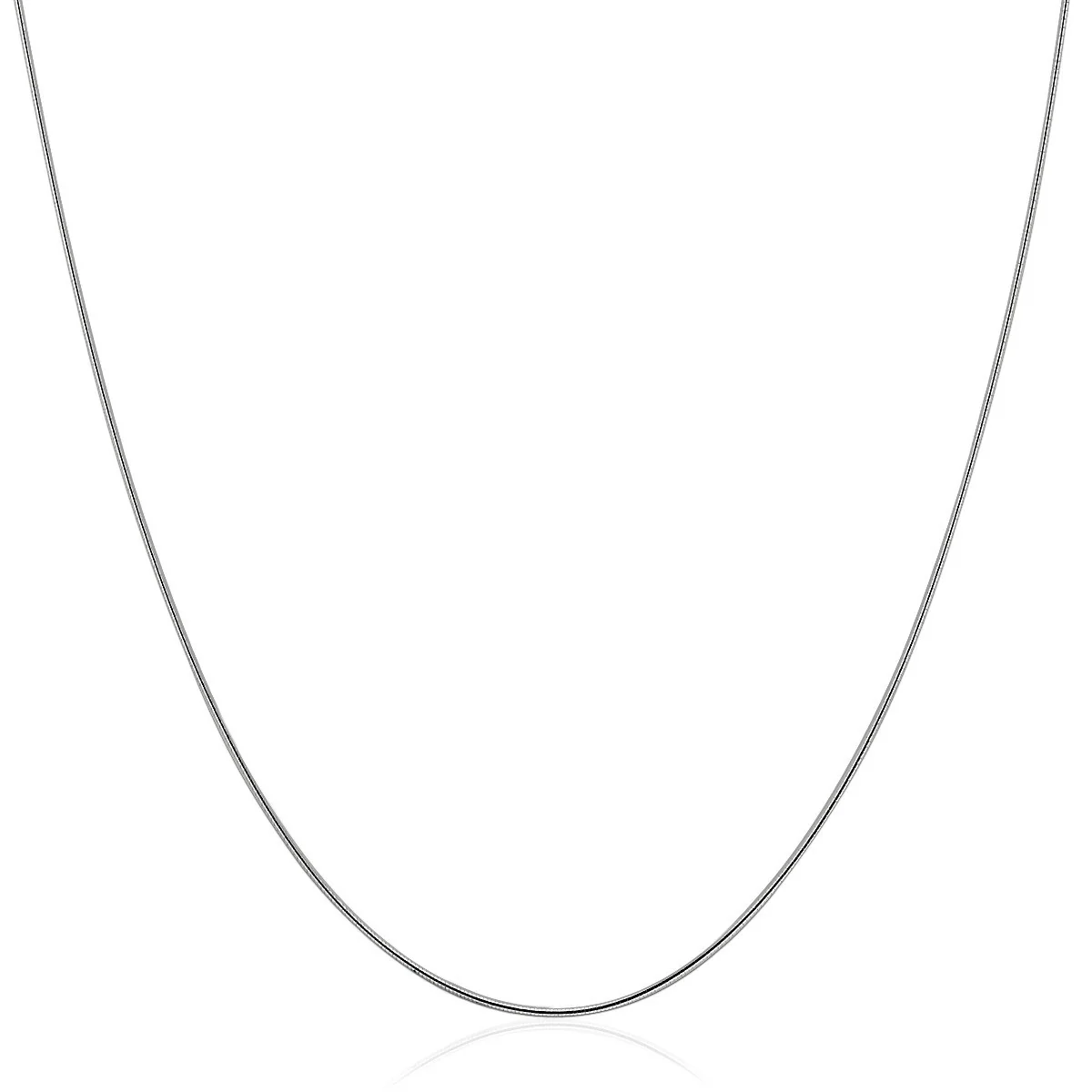 14k White Gold Thin Motif Round Omega Necklace - Image 13