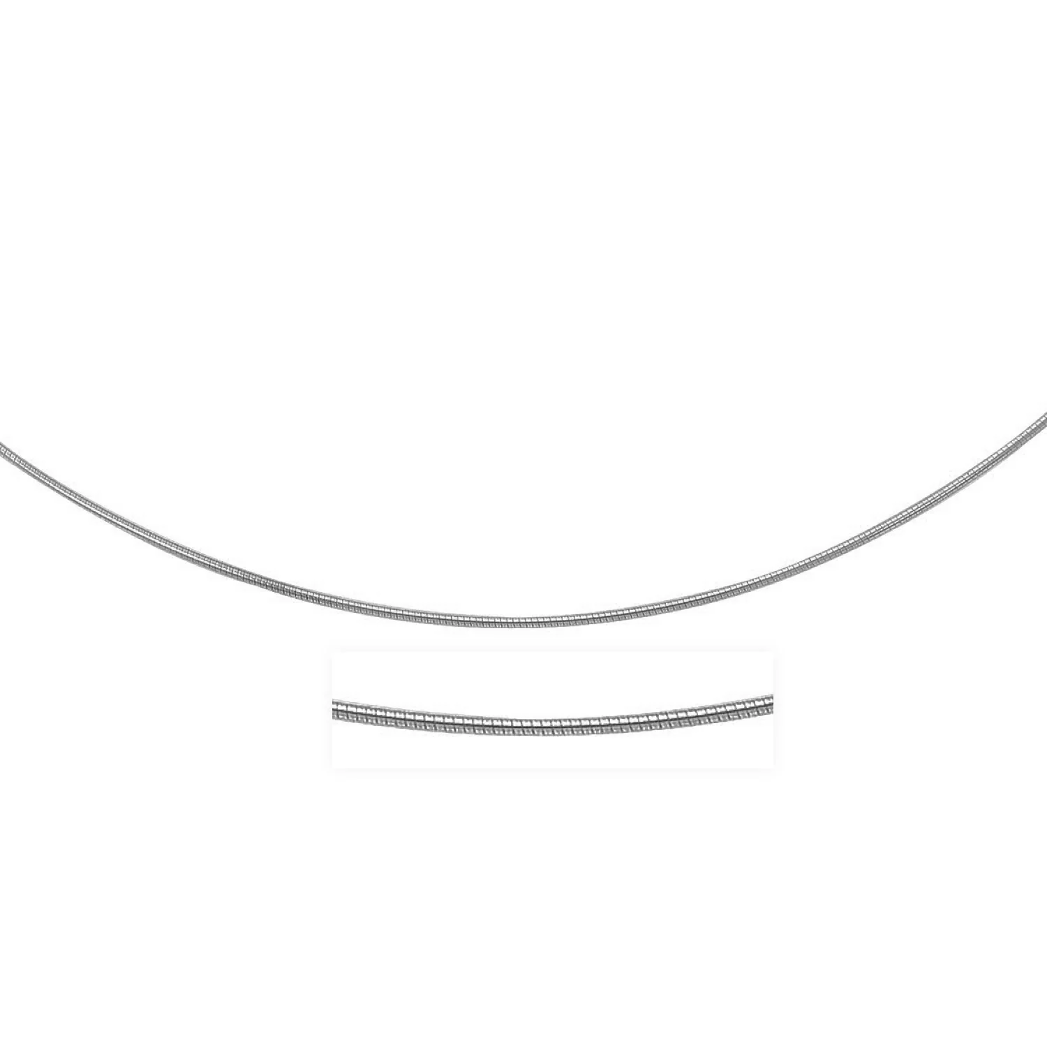 14k White Gold Thin Motif Round Omega Necklace - Image 3