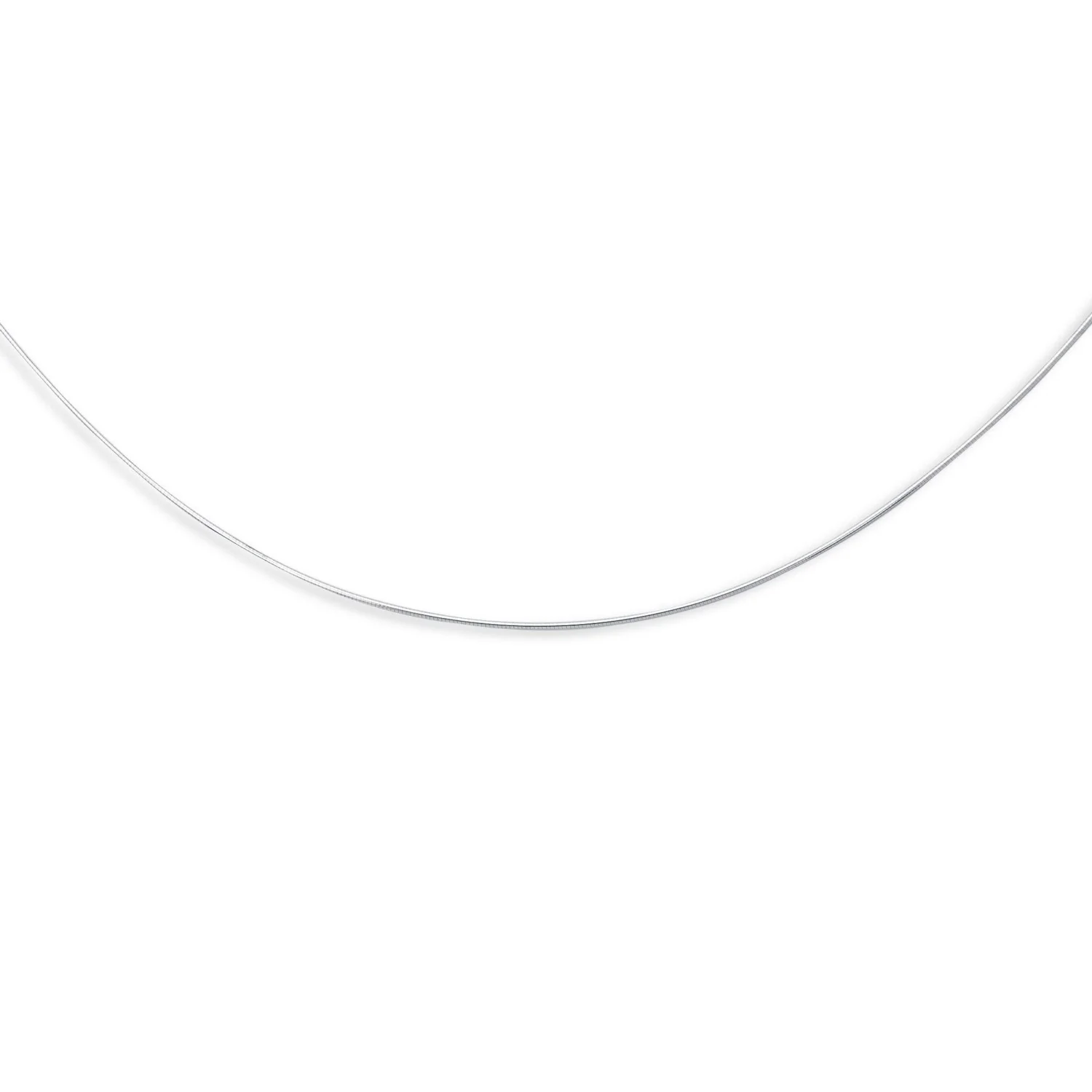 14k White Gold Thin Motif Round Omega Necklace - Image 9