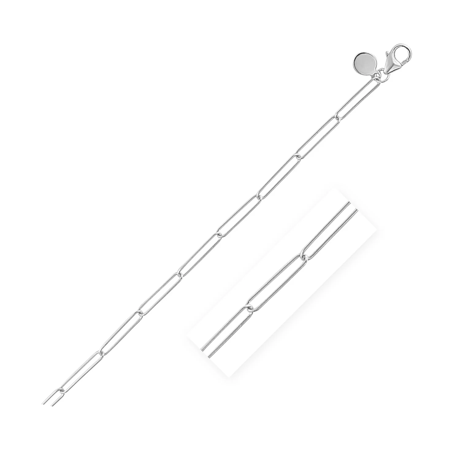 14k White Gold Wire Paperclip Chain (2.7mm) - Image 2